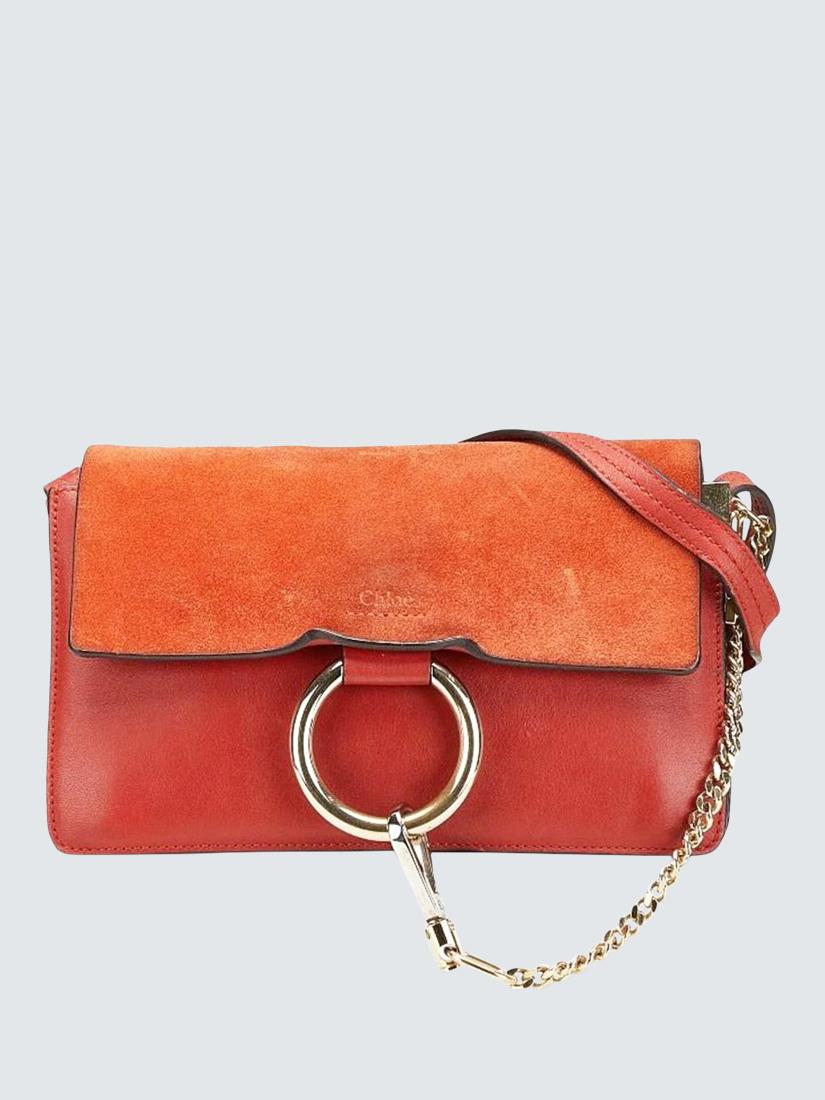 Pre-loved Chloé Faye Gold Hardware Shoulder Bag, Red