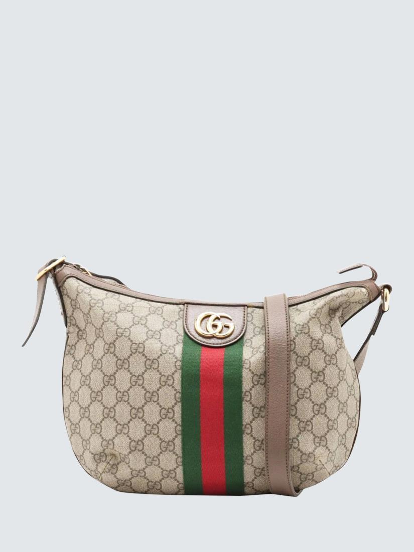 Pre-loved GUCCI GG Supreme Ophidia Shoulder Bag, Brown