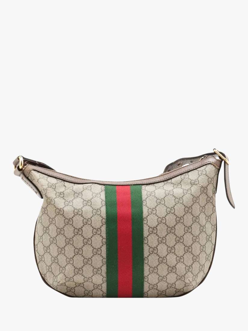 Pre-loved GUCCI GG Supreme Ophidia Shoulder Bag, Brown