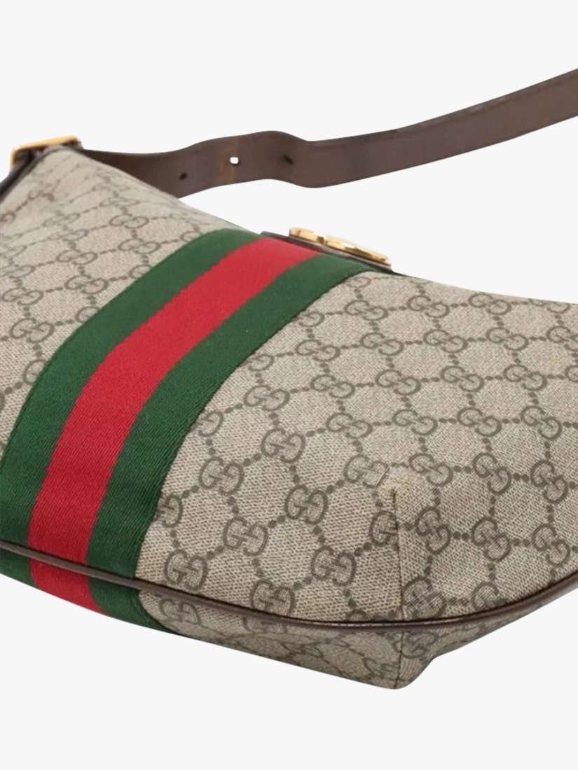Pre-loved GUCCI GG Supreme Ophidia Shoulder Bag, Brown