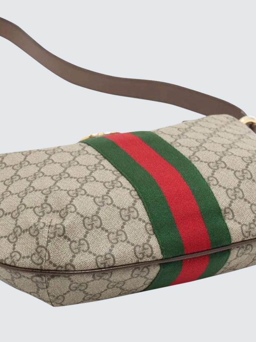 Pre-loved GUCCI GG Supreme Ophidia Shoulder Bag, Brown