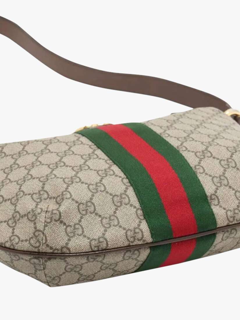 Pre-loved GUCCI GG Supreme Ophidia Shoulder Bag, Brown