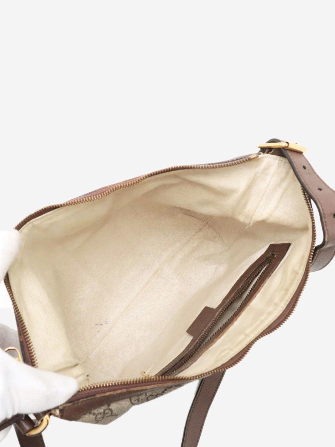 Pre-loved GUCCI GG Supreme Ophidia Shoulder Bag, Brown