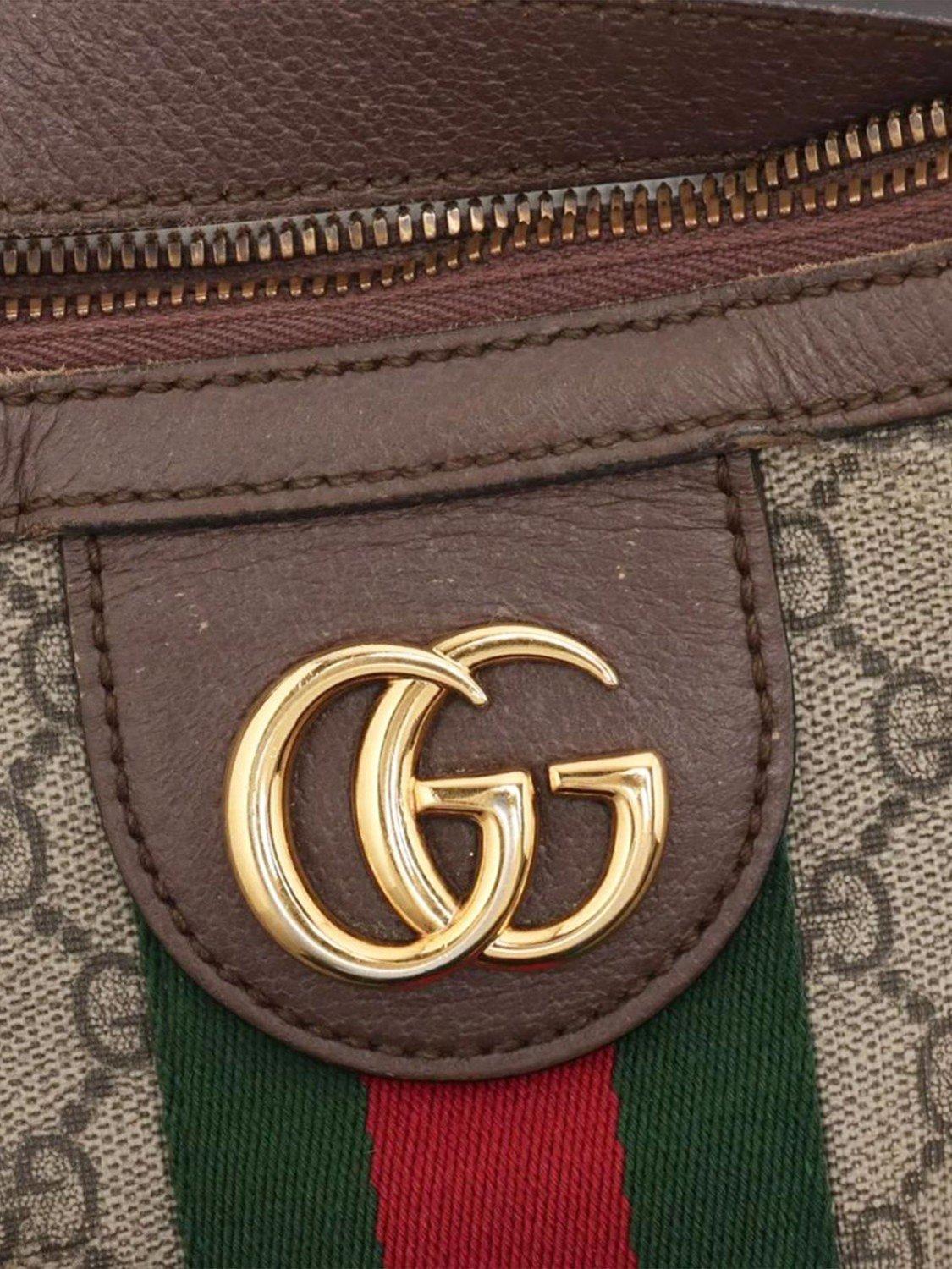 Pre-loved GUCCI GG Supreme Ophidia Shoulder Bag, Brown