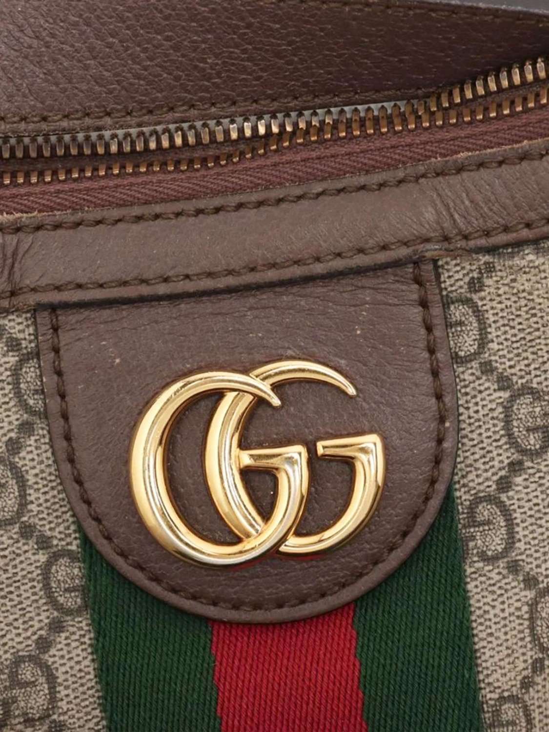 Pre-loved GUCCI GG Supreme Ophidia Shoulder Bag, Brown