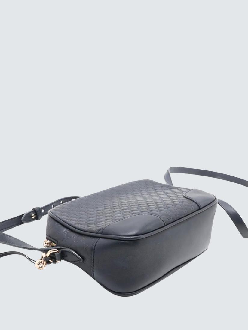 Pre-loved GUCCI Micro Guccissima Leather Crossbody Bag, Blue