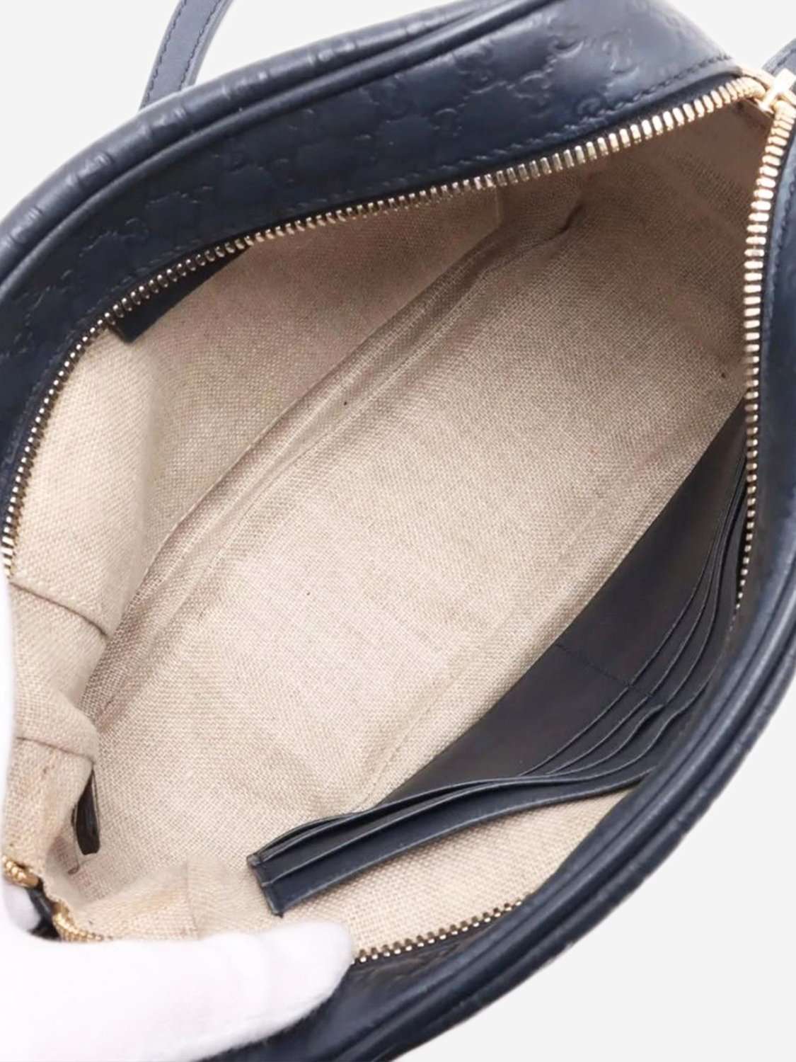 Pre-loved GUCCI Micro Guccissima Leather Crossbody Bag, Blue