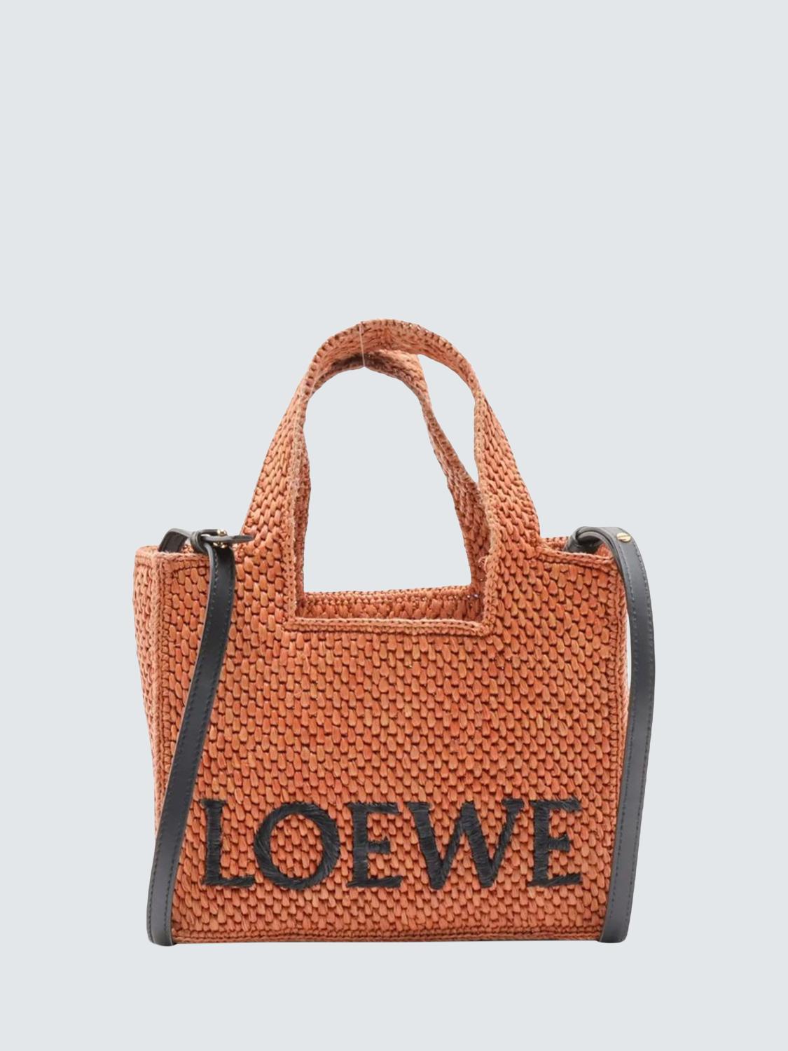 Pre-loved LOEWE Font Raffia Tote Bag, Brown