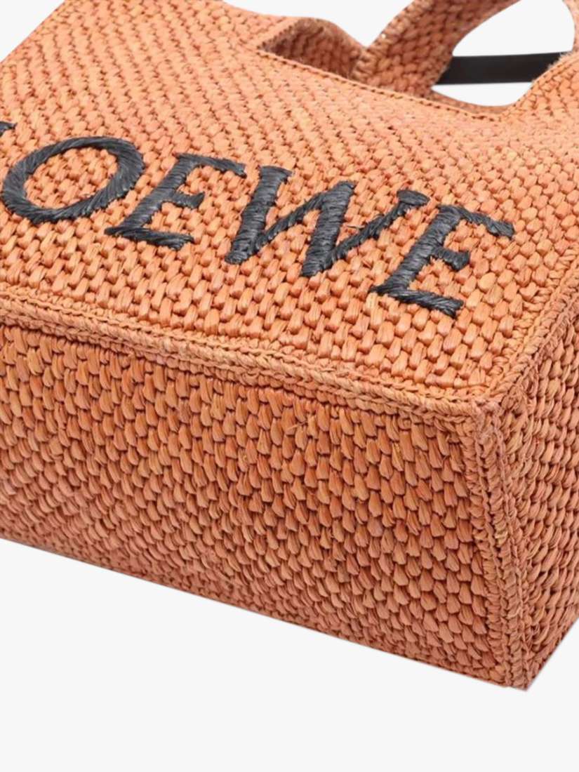 Pre-loved LOEWE Font Raffia Tote Bag, Brown