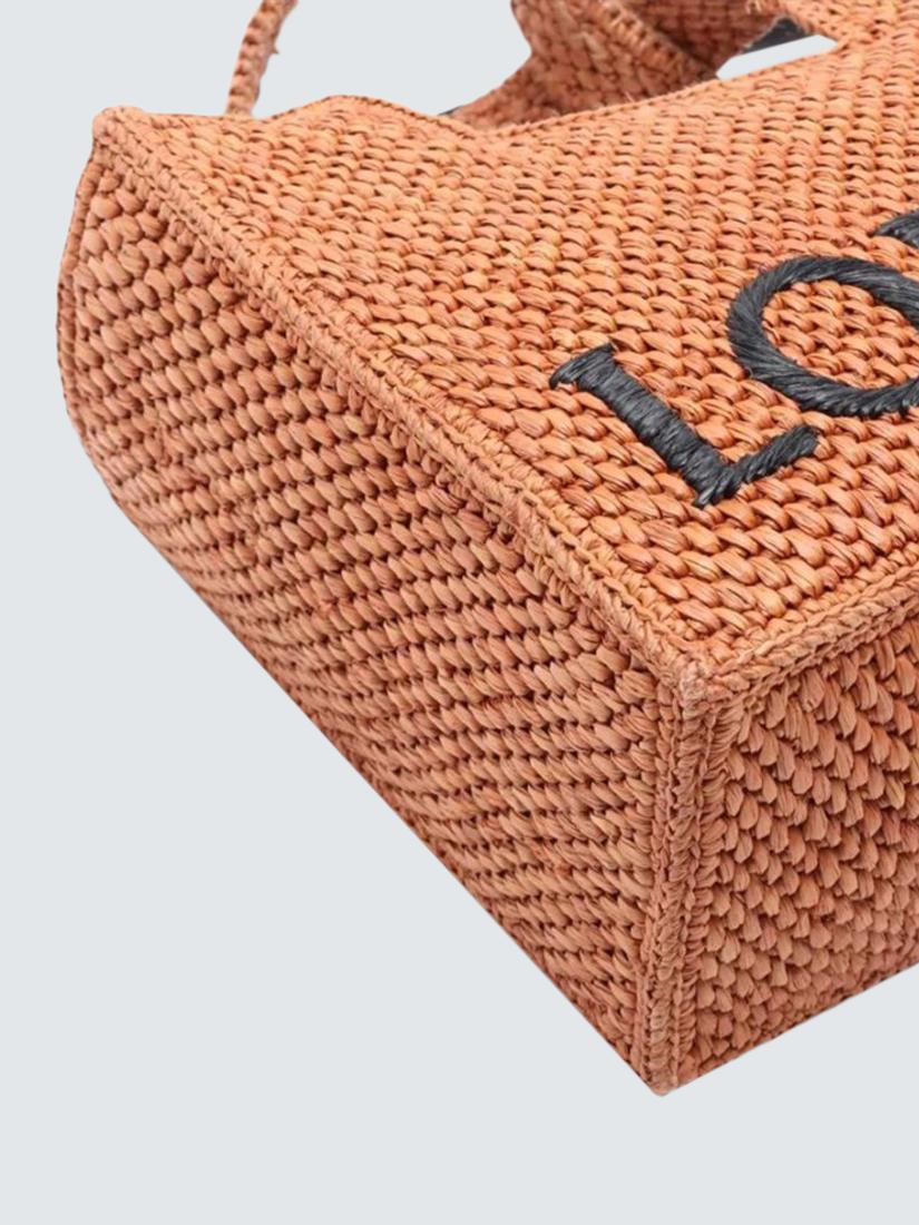 Pre-loved LOEWE Font Raffia Tote Bag, Brown