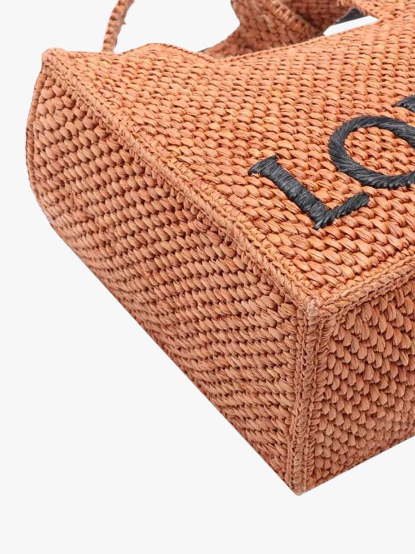 Pre-loved LOEWE Font Raffia Tote Bag, Brown