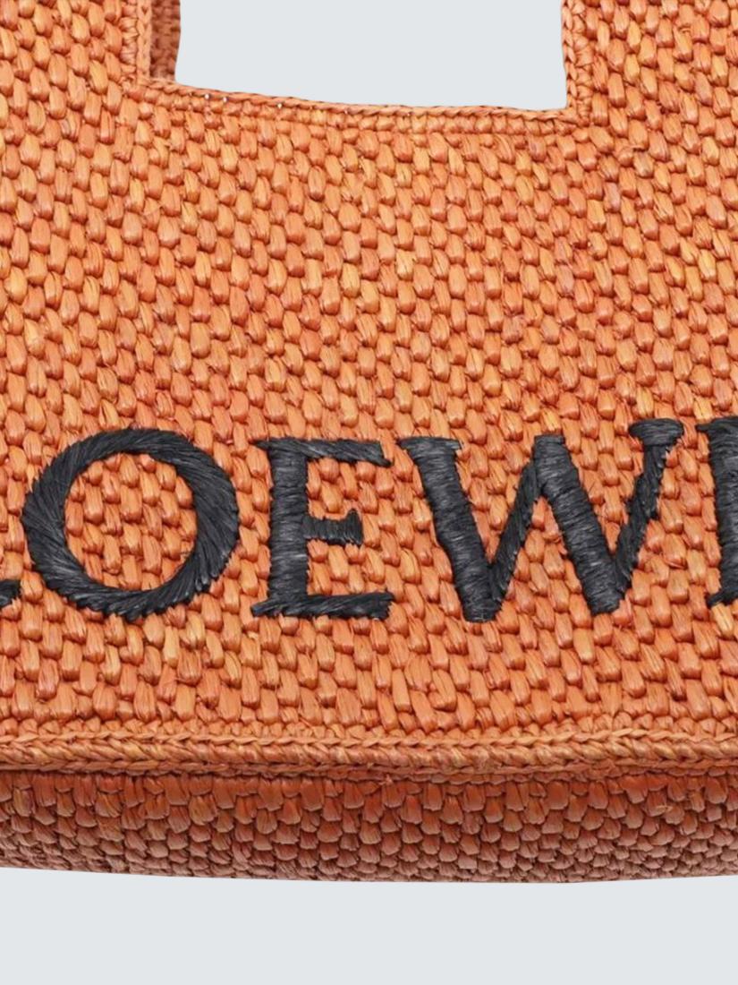 Pre-loved LOEWE Font Raffia Tote Bag, Brown