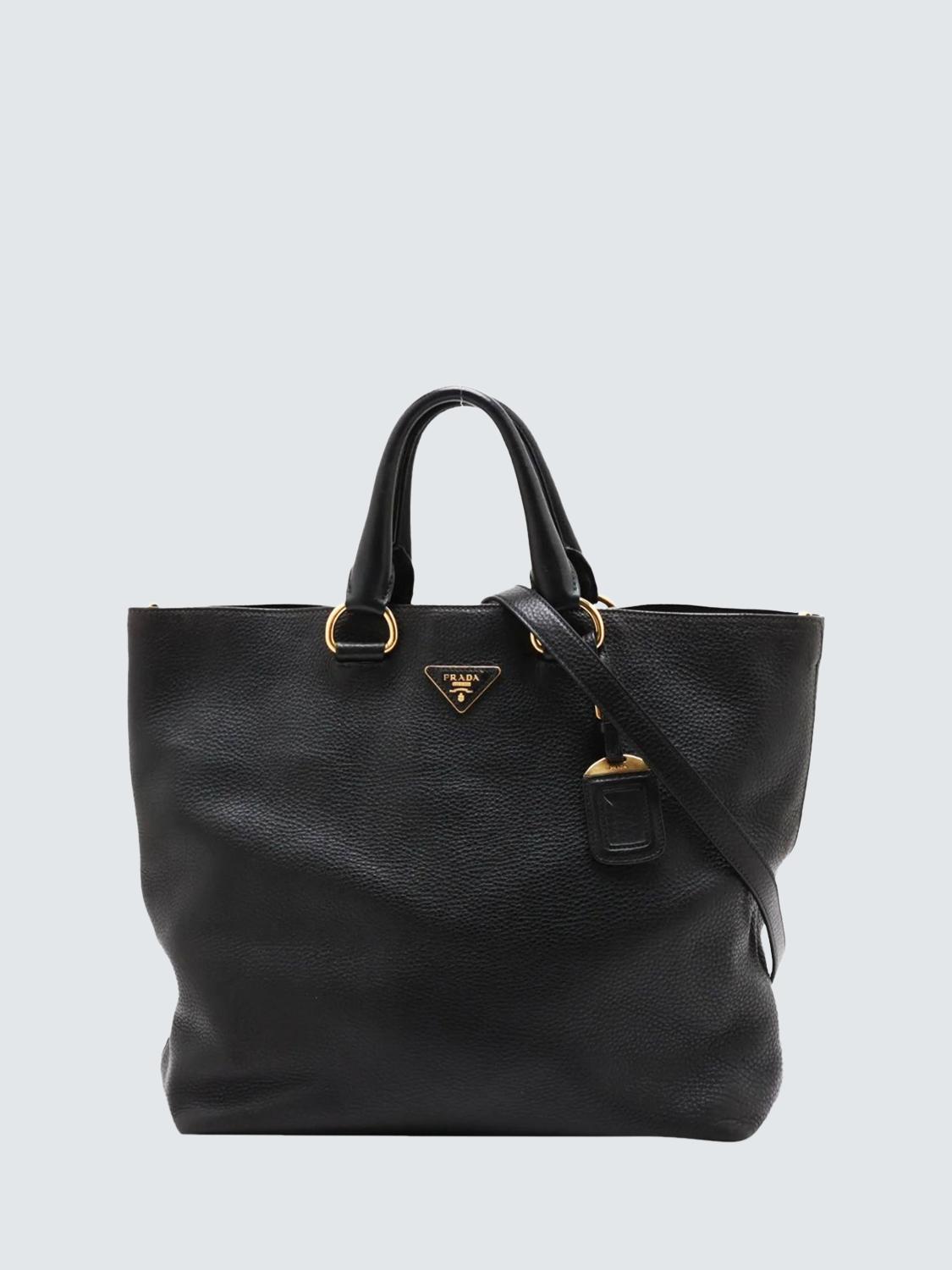 Pre-loved Prada Vitello Daino 2-Way Tote Bag, Black