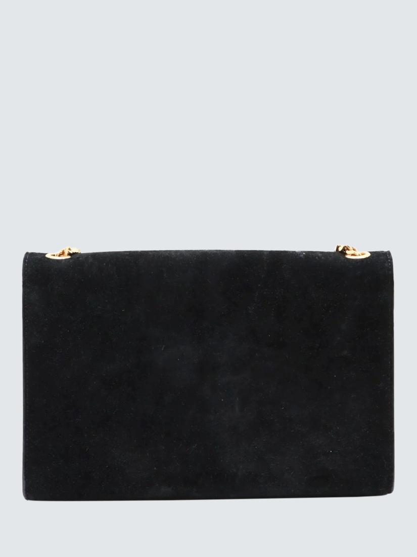 Pre-loved SAINT LAURENT Paris Kate Suede Chain Shoulder Bag, Black