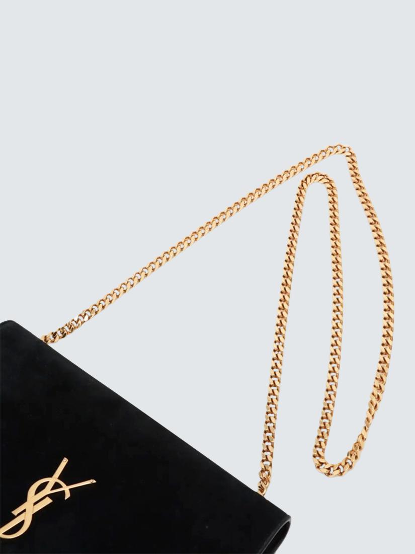 Pre-loved SAINT LAURENT Paris Kate Suede Chain Shoulder Bag, Black