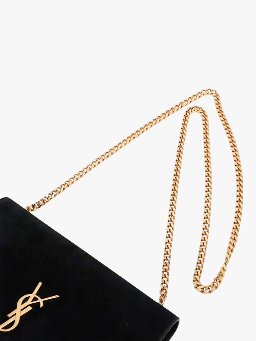 Pre-loved SAINT LAURENT Paris Kate Suede Chain Shoulder Bag, Black