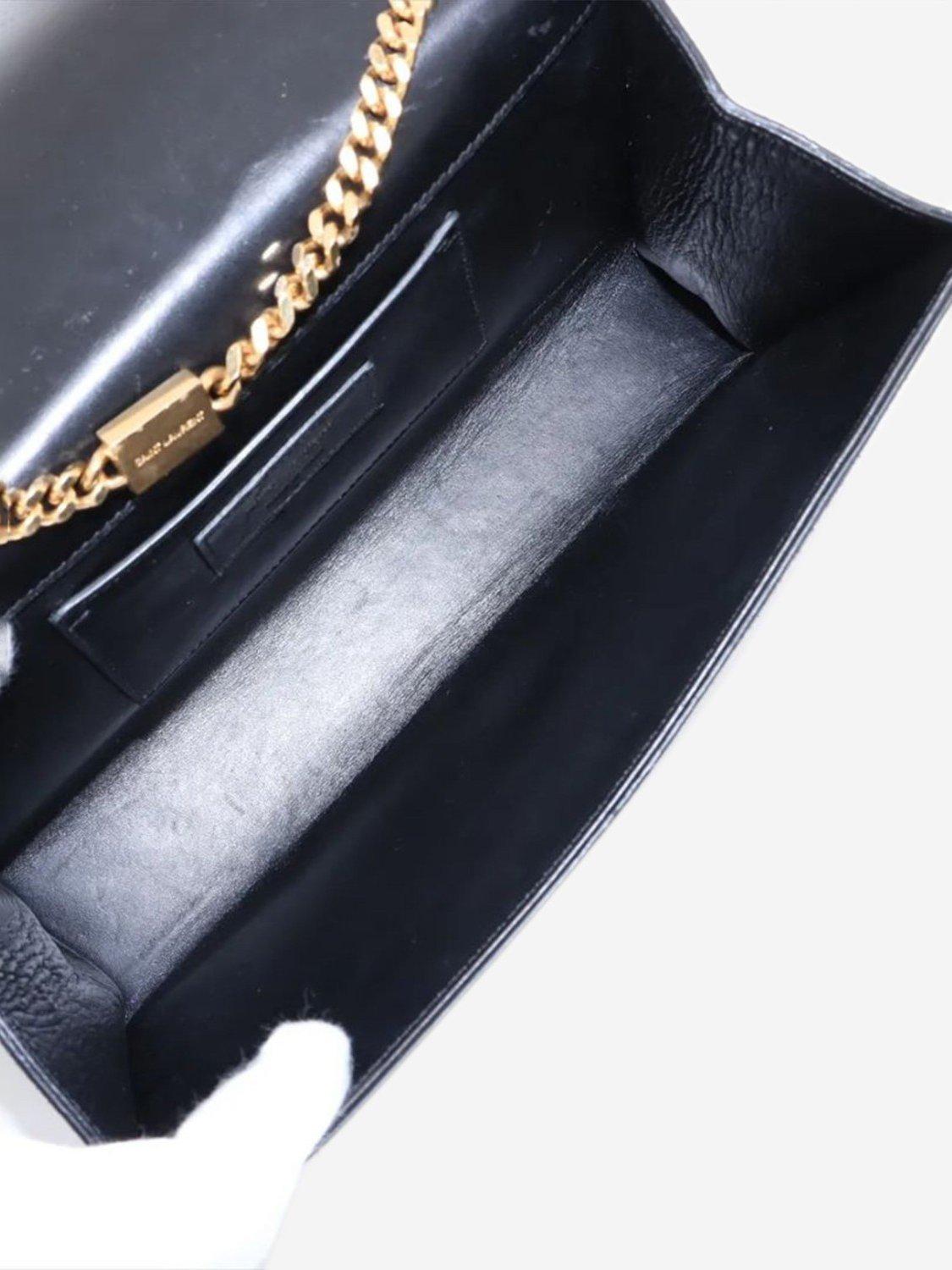 Pre-loved SAINT LAURENT Paris Kate Suede Chain Shoulder Bag, Black