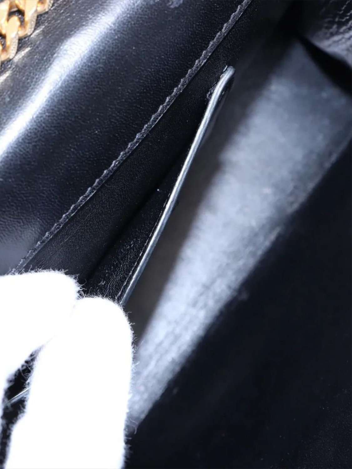 Pre-loved SAINT LAURENT Paris Kate Suede Chain Shoulder Bag, Black