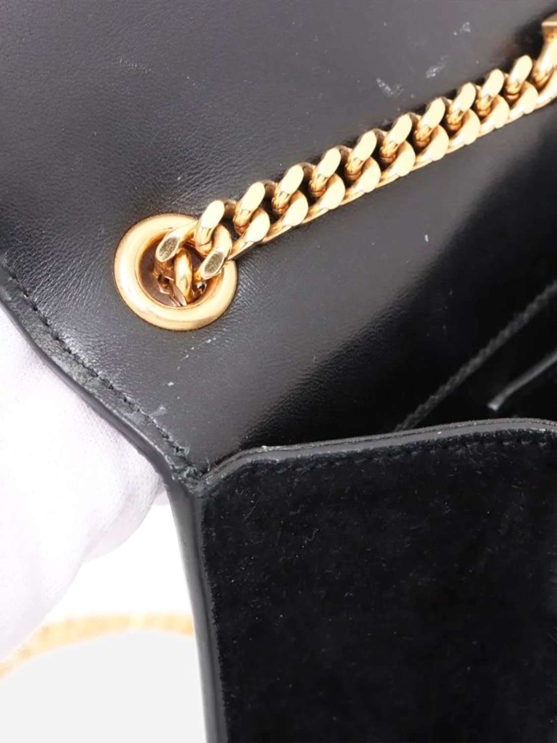 Pre-loved SAINT LAURENT Paris Kate Suede Chain Shoulder Bag, Black