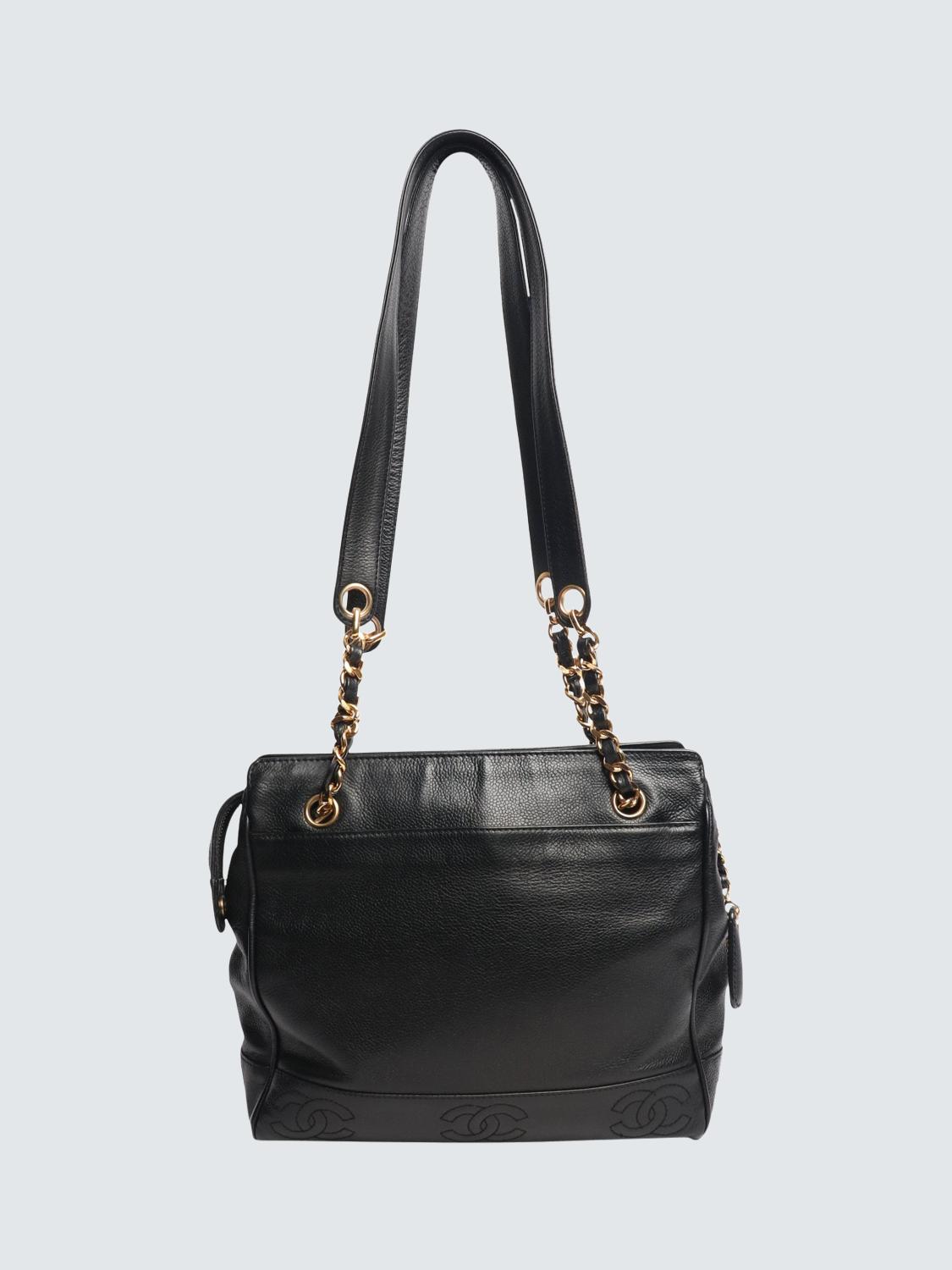Pre-loved CHANEL 1996 Vintage CC Logo Caviar Tote Bag, Black