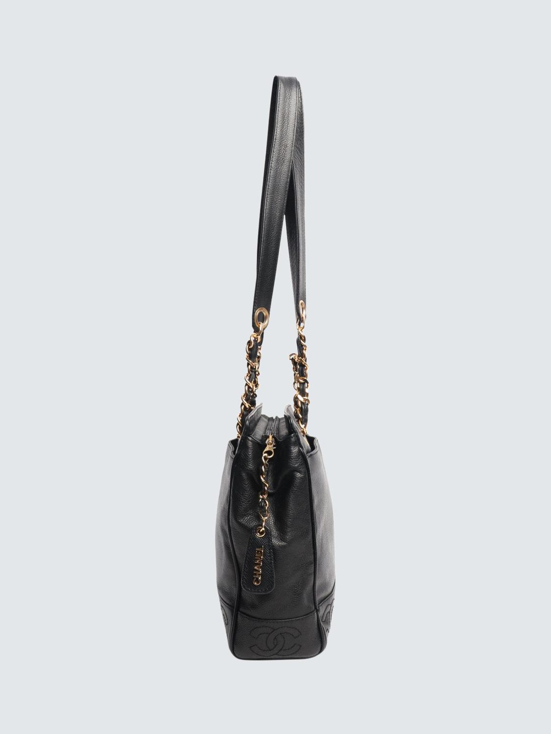 Pre-loved CHANEL 1996 Vintage CC Logo Caviar Tote Bag, Black