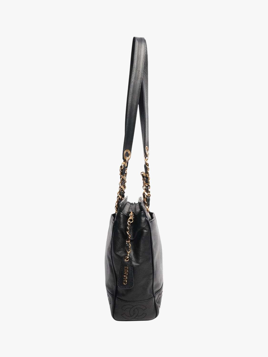 Pre-loved CHANEL 1996 Vintage CC Logo Caviar Tote Bag, Black