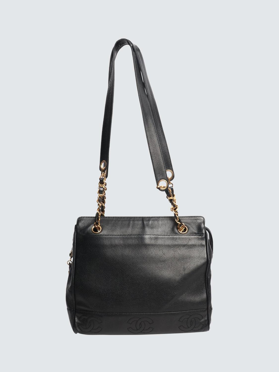 Pre-loved CHANEL 1996 Vintage CC Logo Caviar Tote Bag, Black