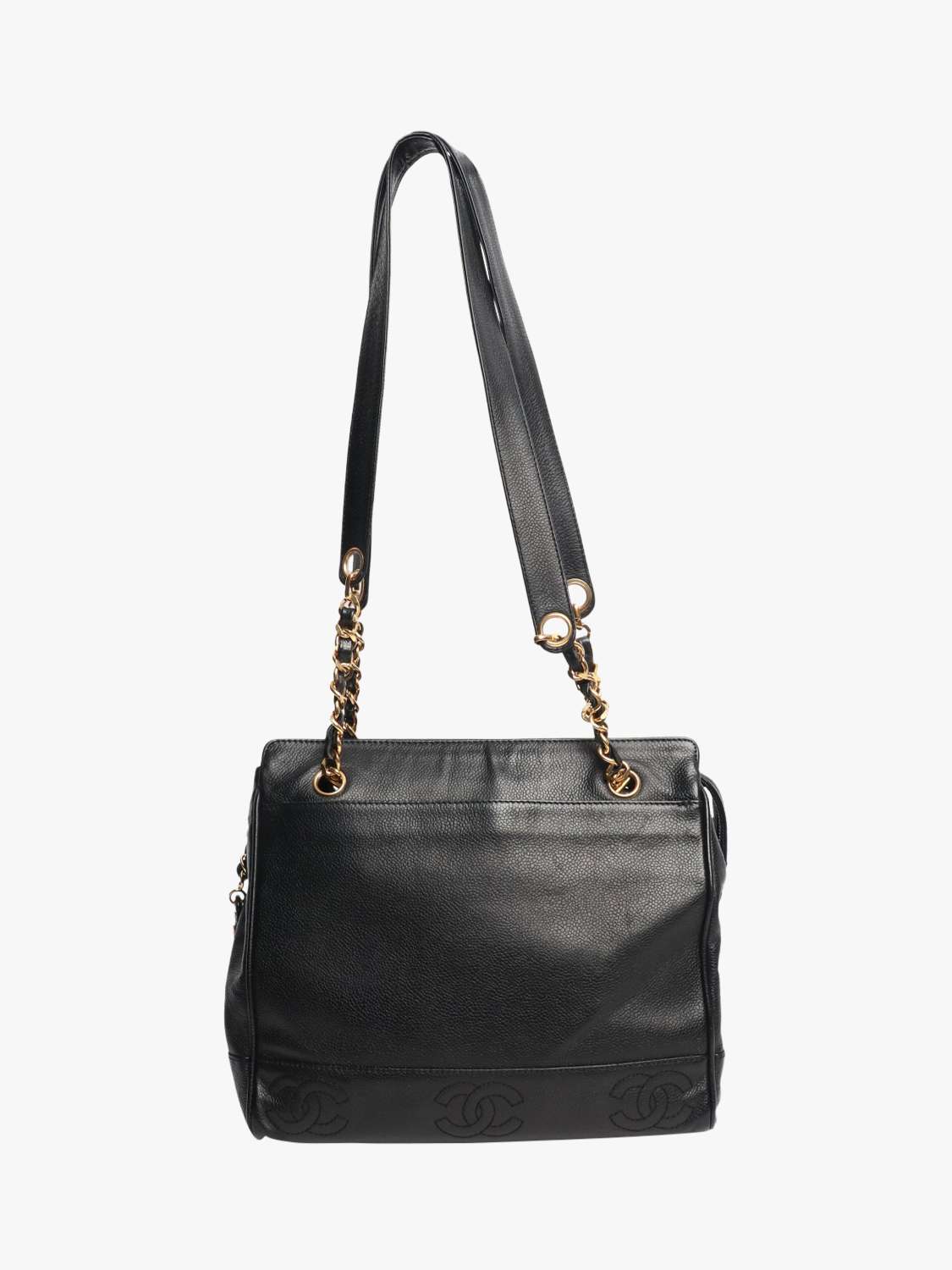 Pre-loved CHANEL 1996 Vintage CC Logo Caviar Tote Bag, Black