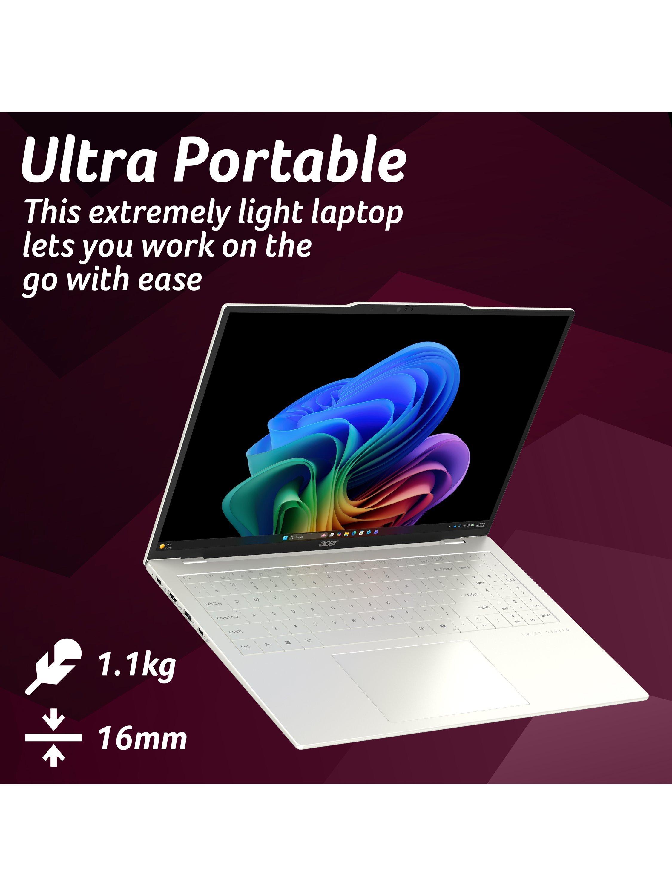 Swift Air 16 Copilot+ Laptop, AMD Ryzen AI 5 Processor, 16GB RAM, 512GB SSD, 16” WUXGA OLED, Silver