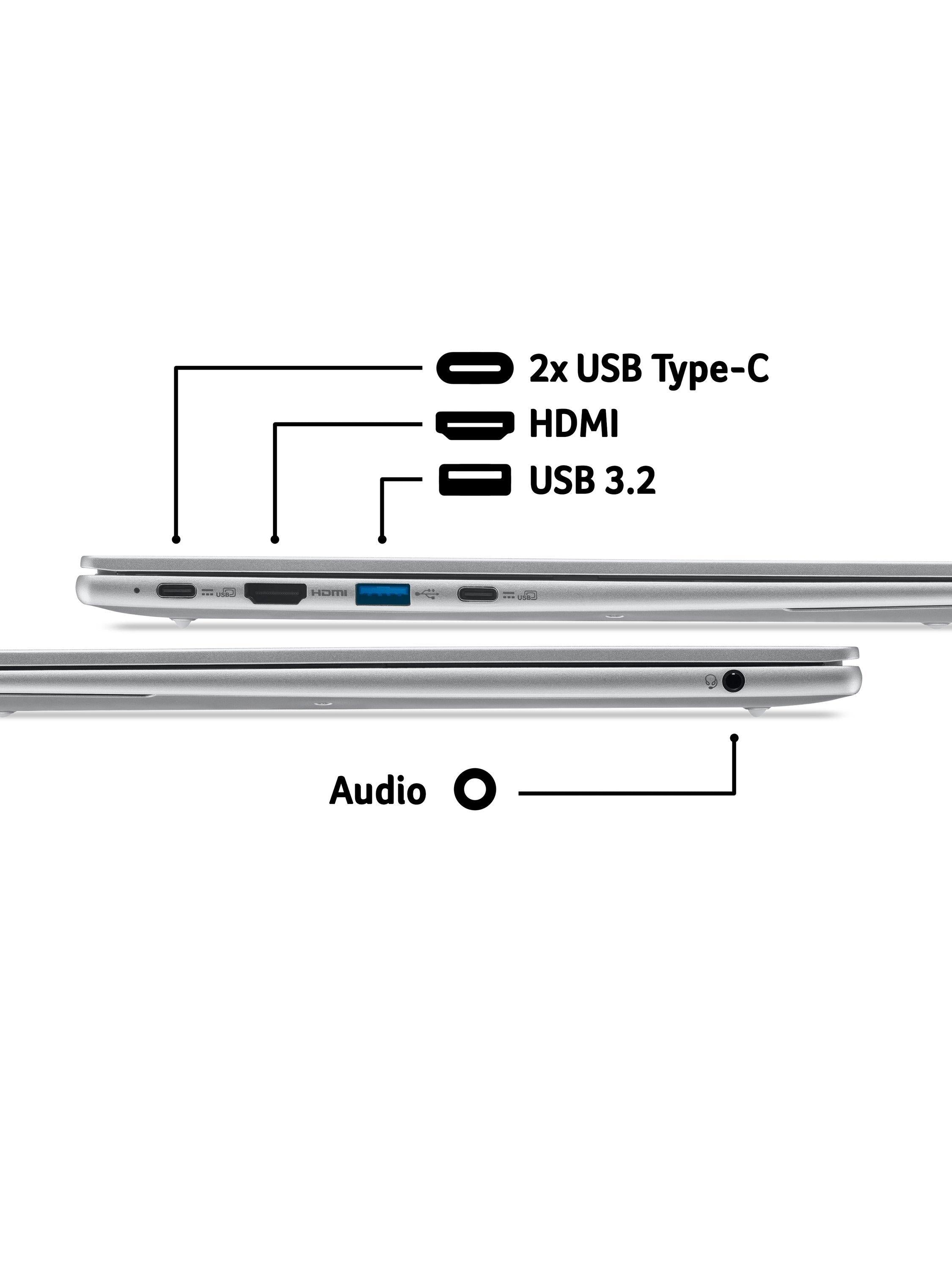 Swift Air 16 Copilot+ Laptop, AMD Ryzen AI 5 Processor, 16GB RAM, 512GB SSD, 16” WUXGA OLED, Silver