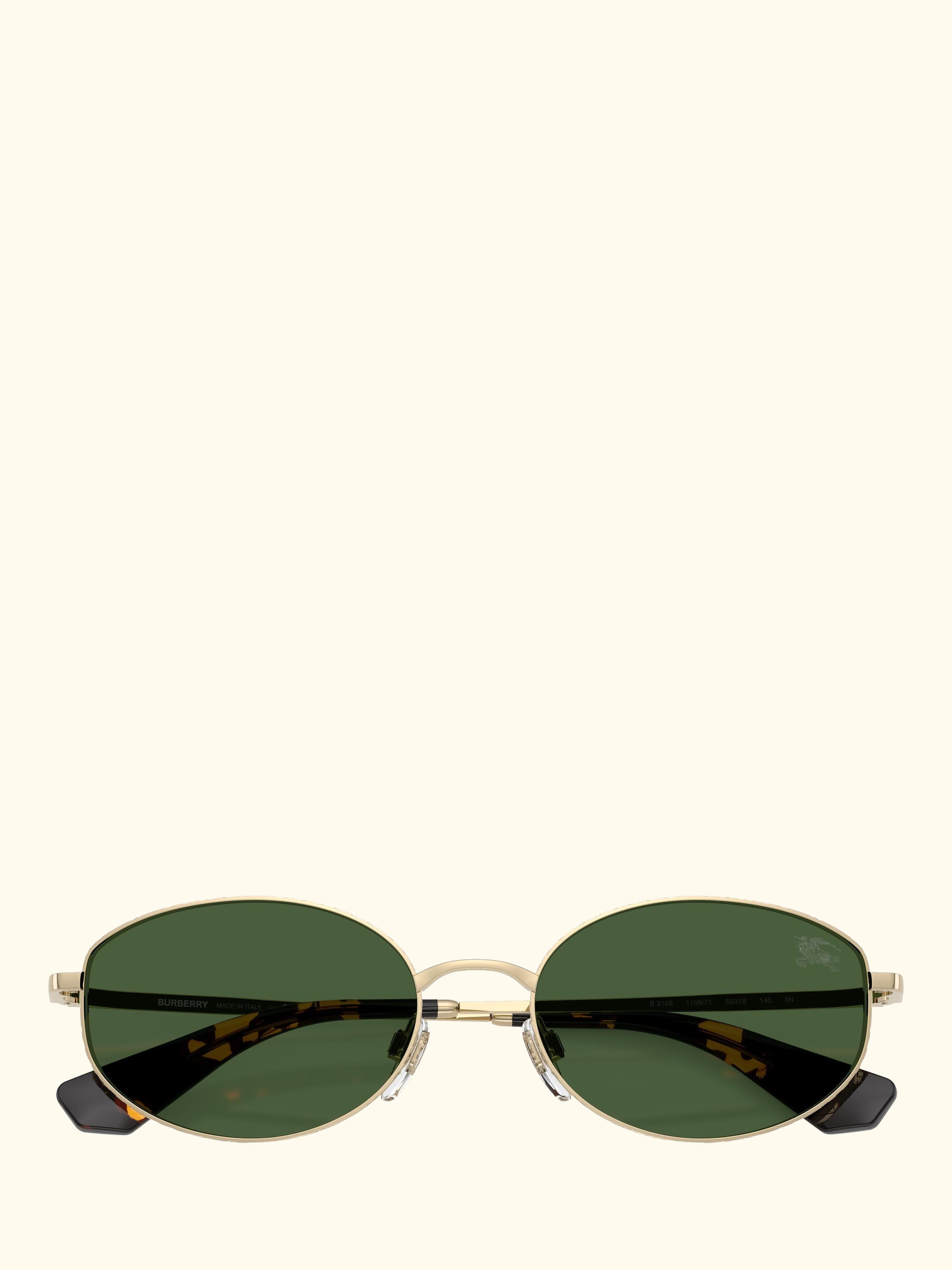 BE3169 Women's Oval Sunglasses, Light Gold/Green