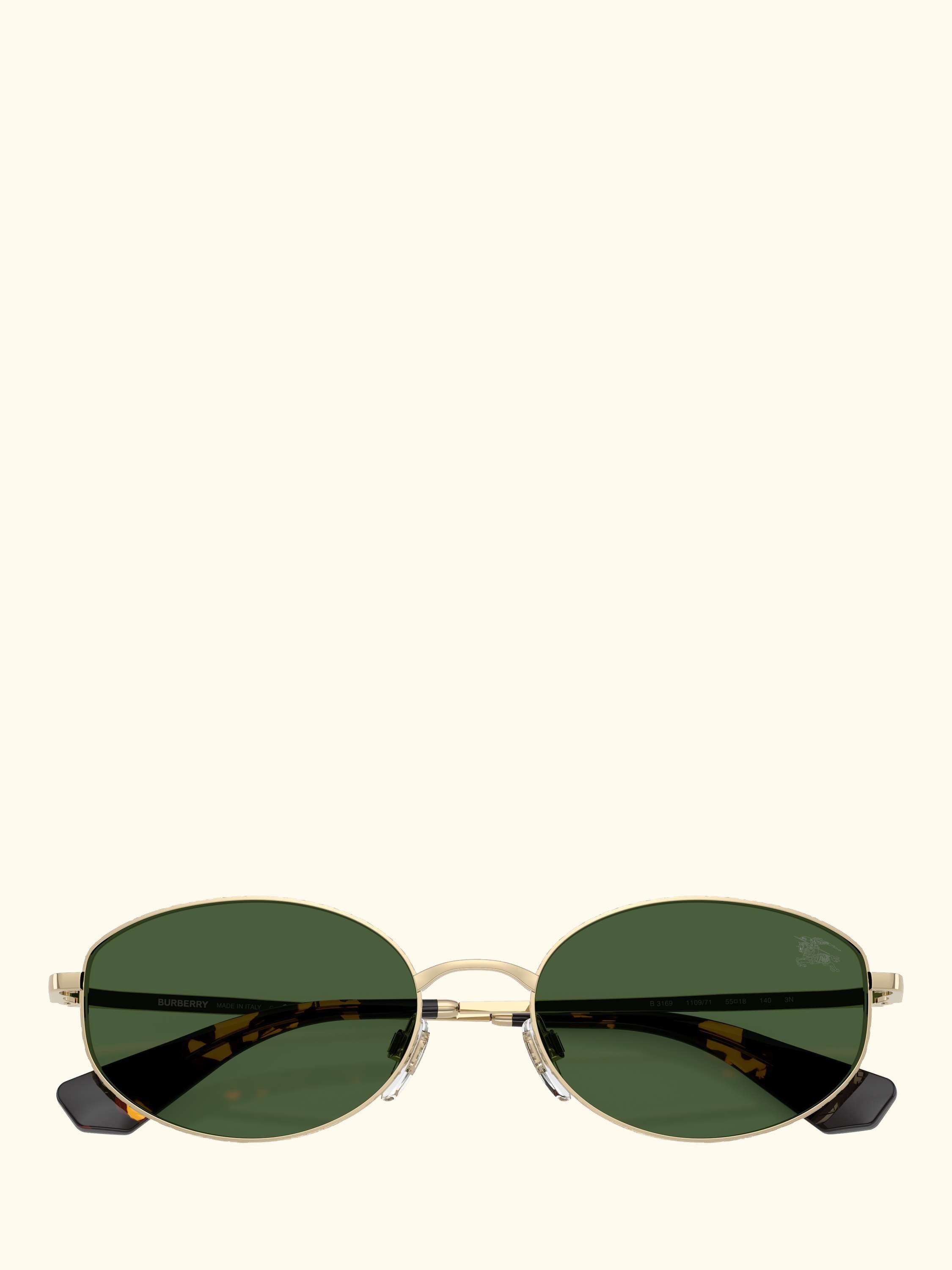 BE3169 Women's Oval Sunglasses, Light Gold/Green
