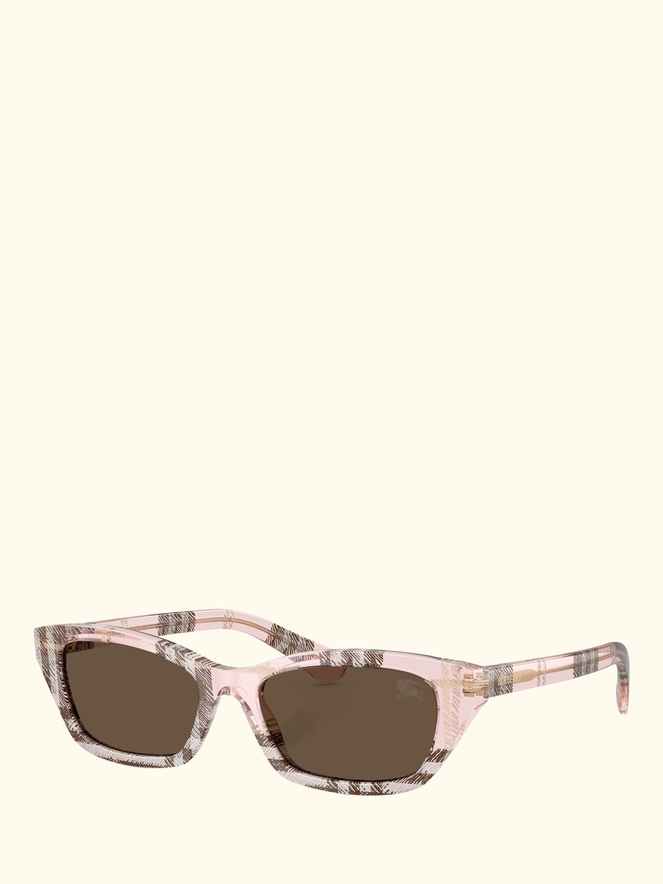 BE4488 Women's Rectangular Sunglasses, Check Pink/Grey