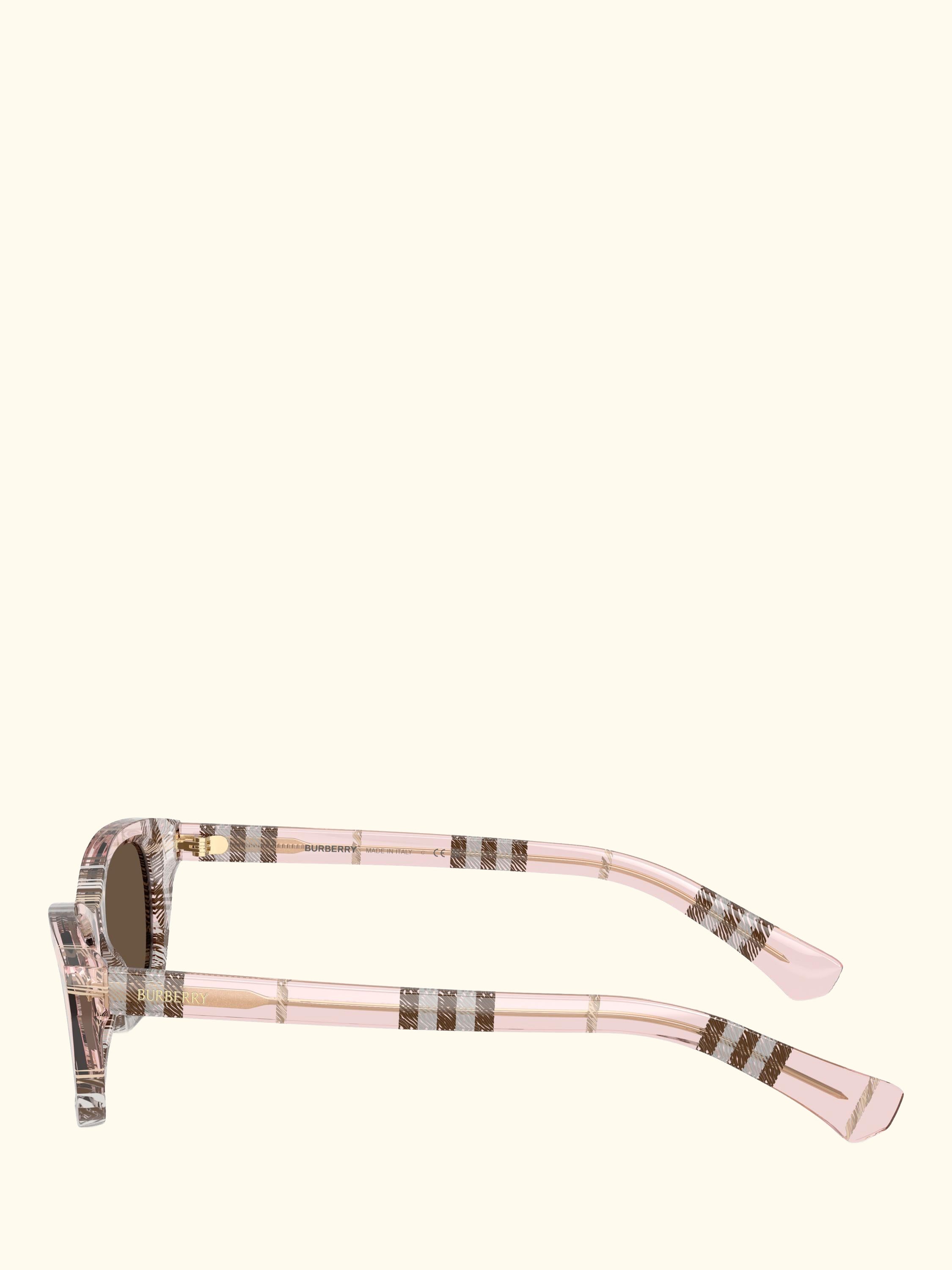 BE4488 Women's Rectangular Sunglasses, Check Pink/Grey