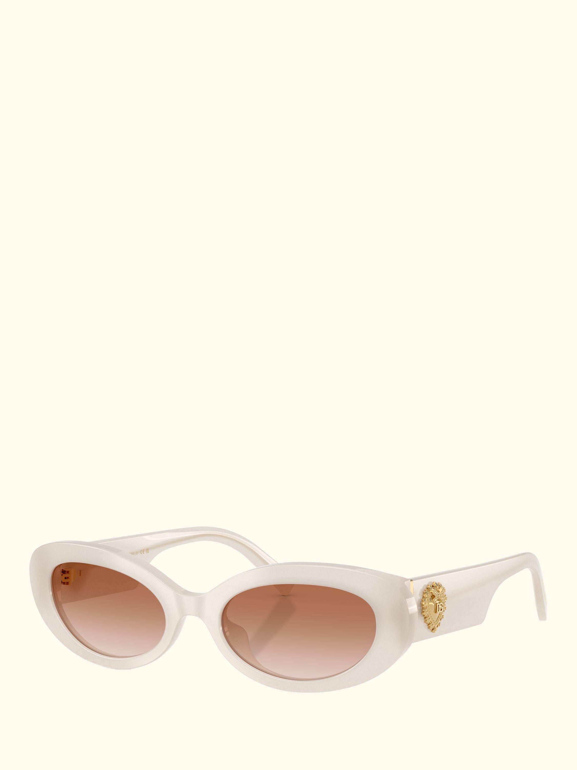 DG4537 Women's Oval Sunglasses, Opaline Milky/Brown Gradient