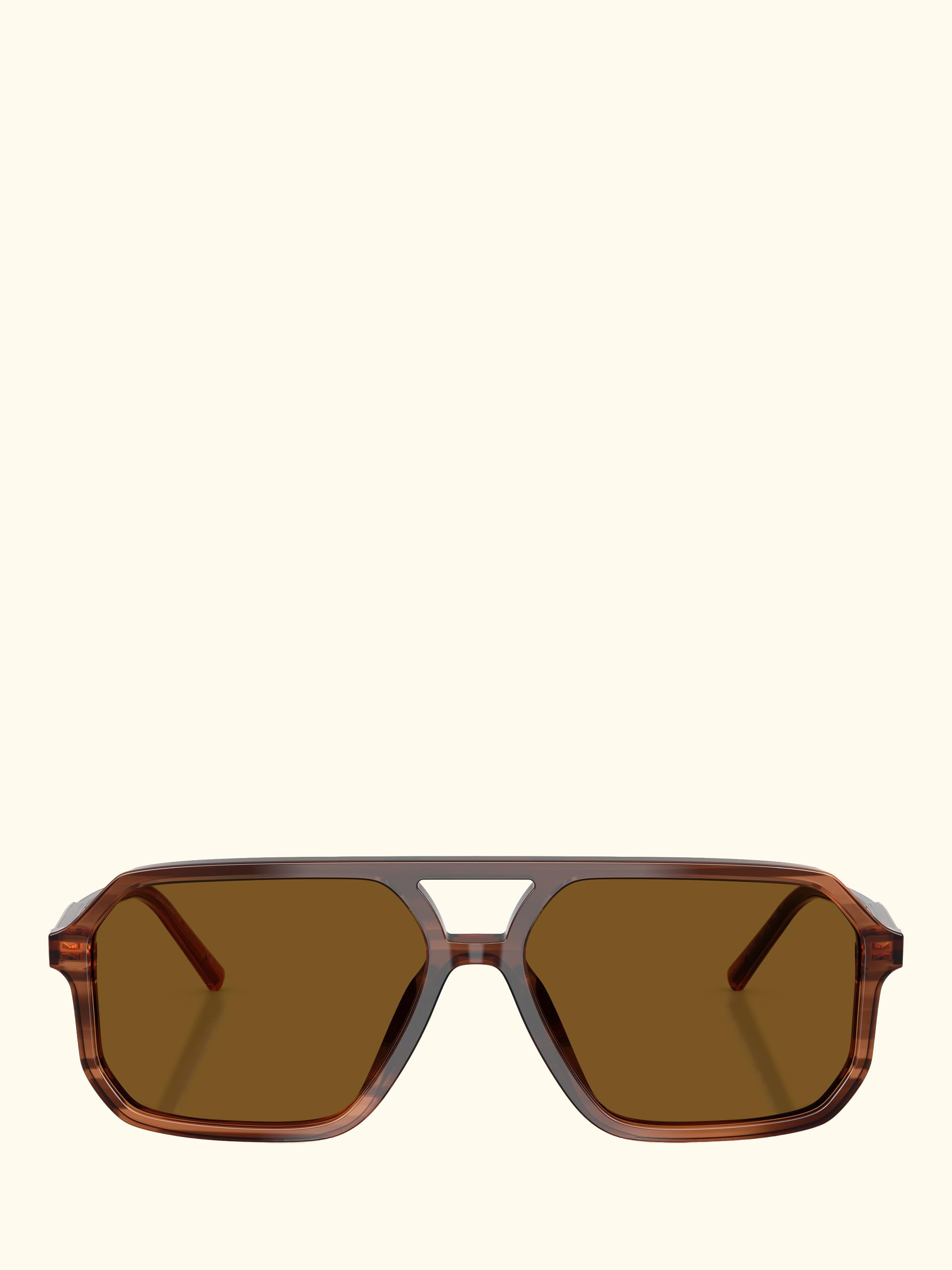 DG4541 Men's Polarised Aviator Sunglasses, Striped Brown/Brown