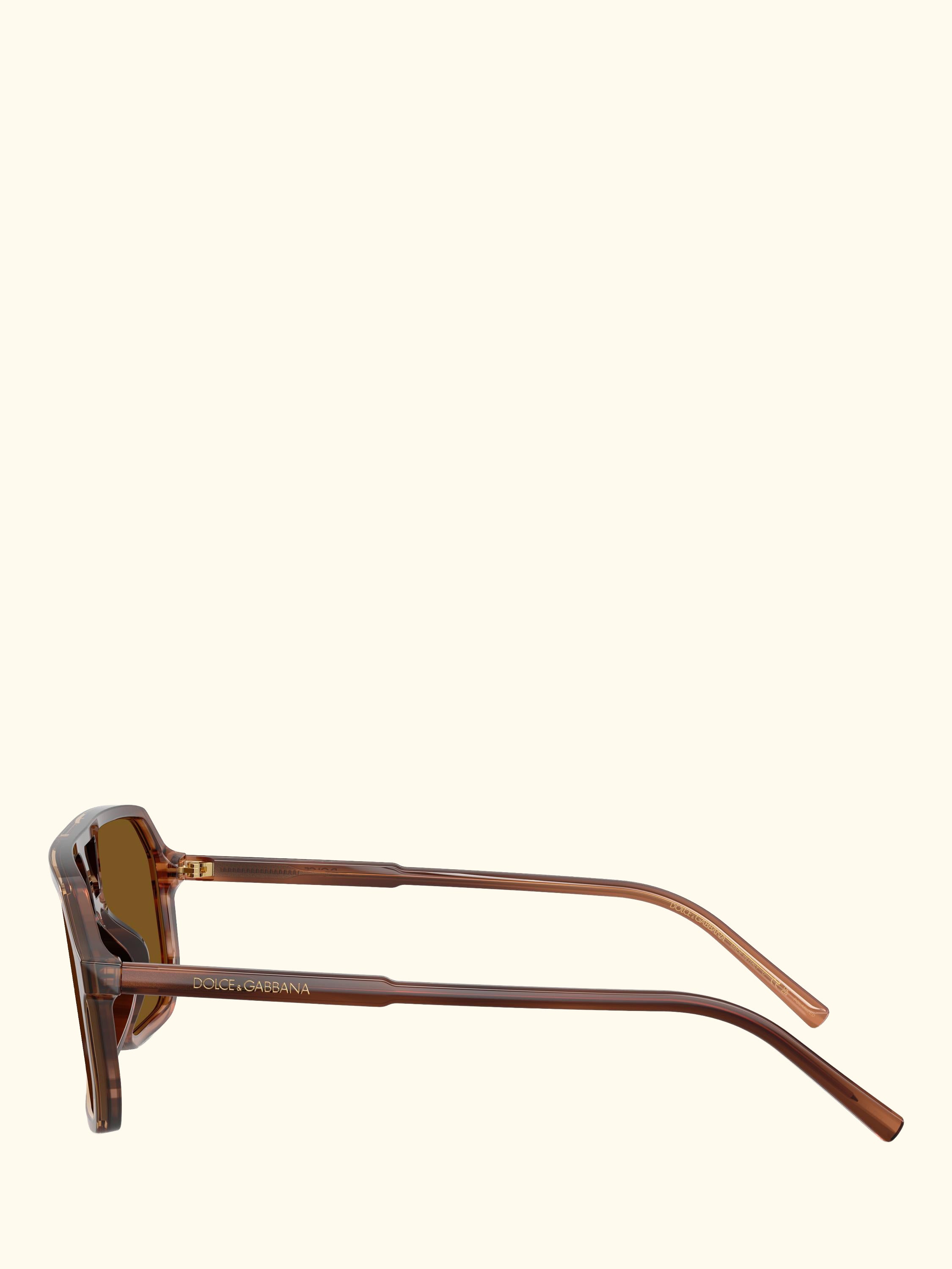 DG4541 Men's Polarised Aviator Sunglasses, Striped Brown/Brown
