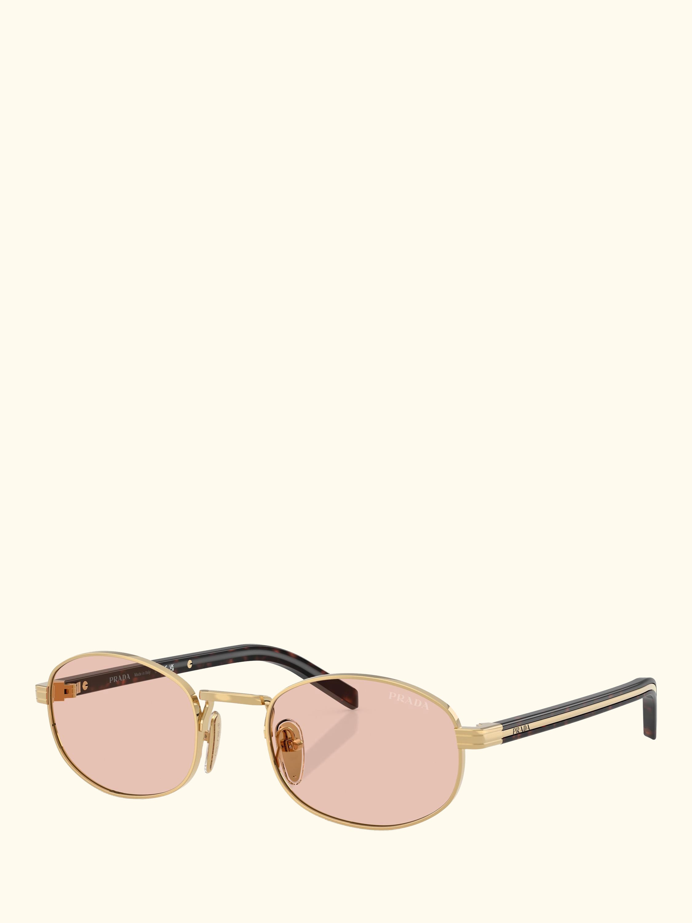 PR B53S Oval Sunglasses, Gold/Pink