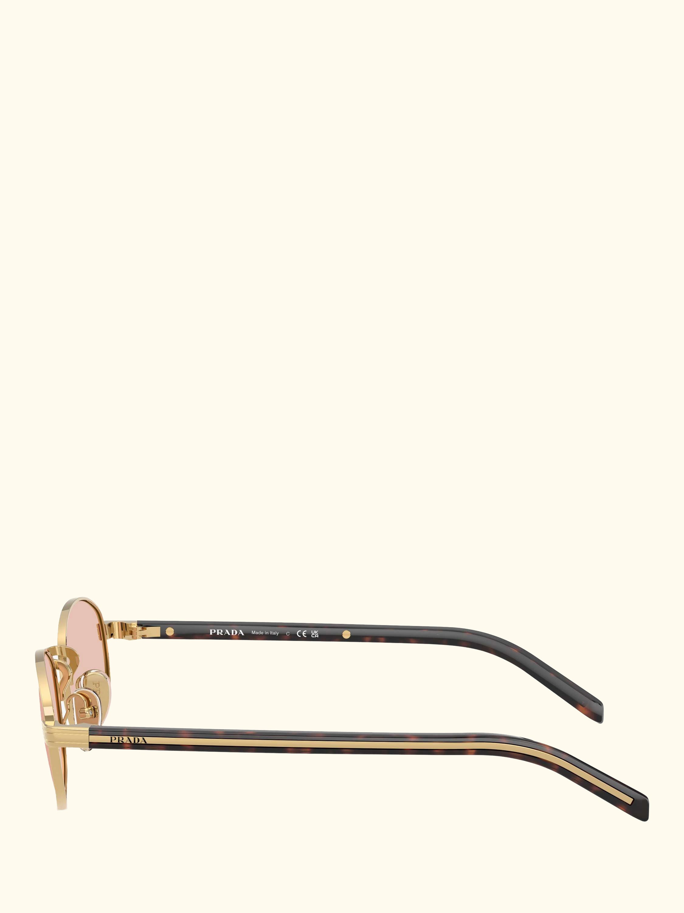 PR B53S Oval Sunglasses, Gold/Pink