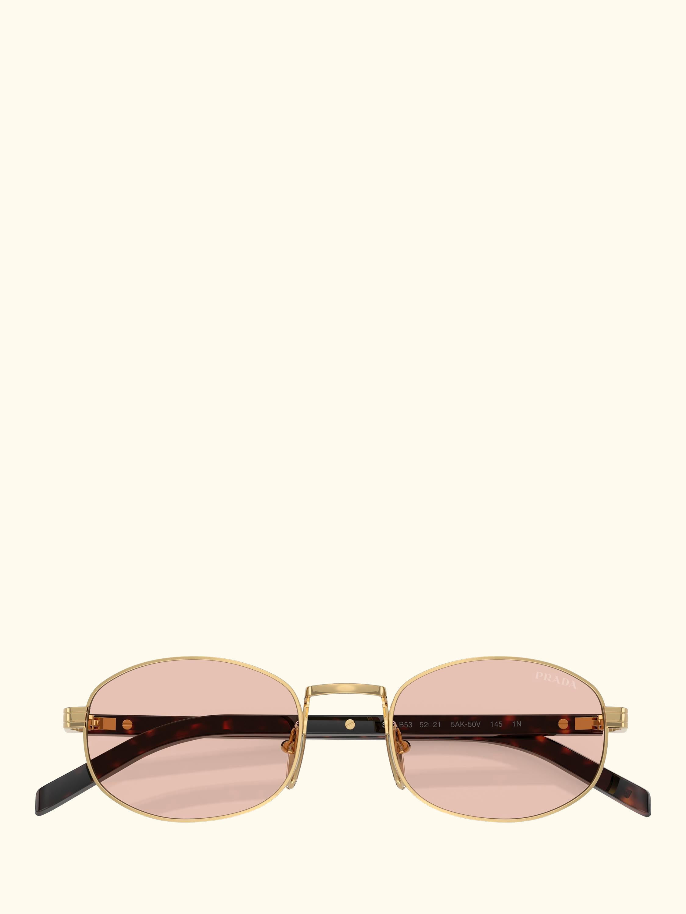PR B53S Oval Sunglasses, Gold/Pink