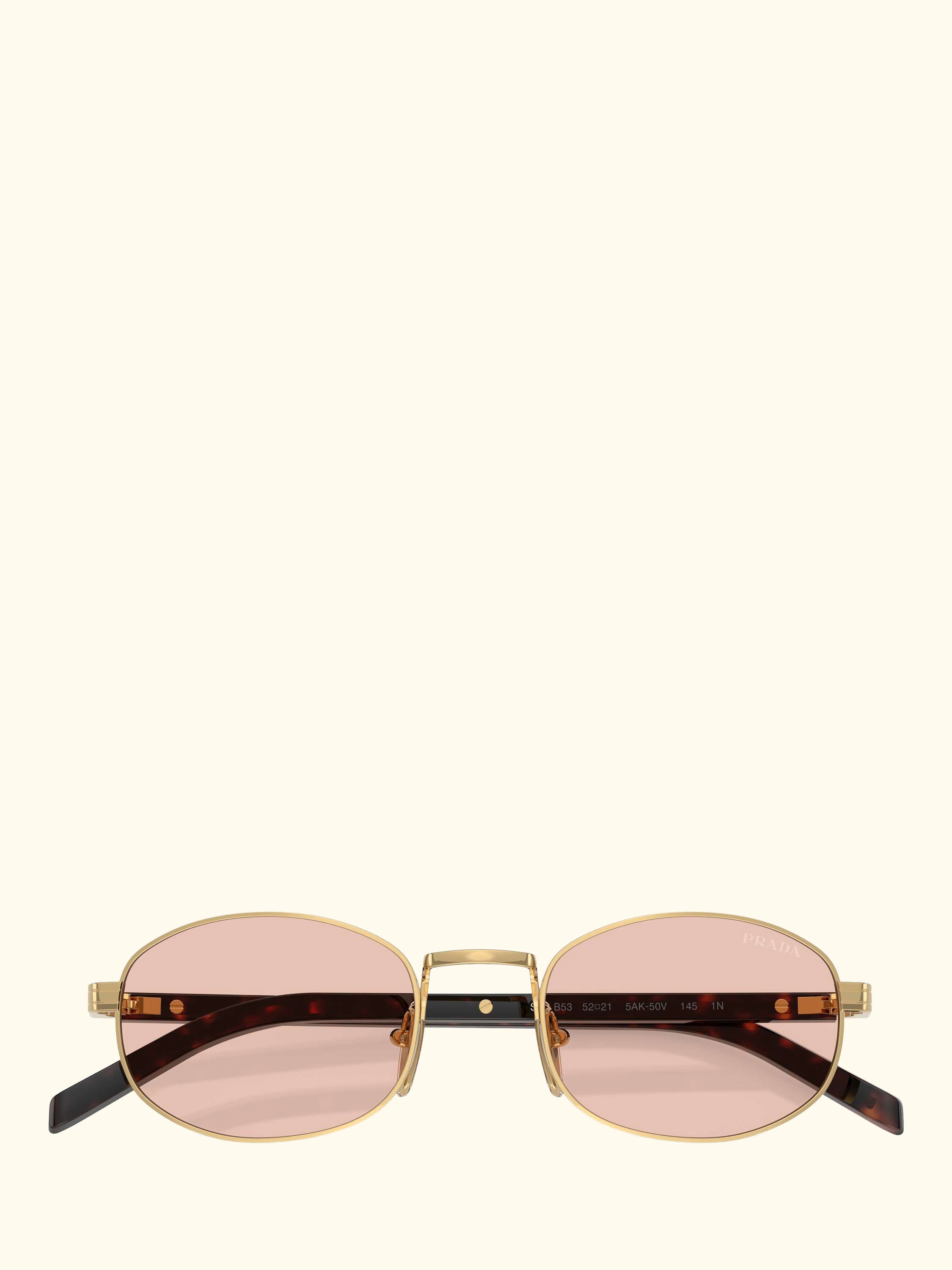 PR B53S Oval Sunglasses, Gold/Pink