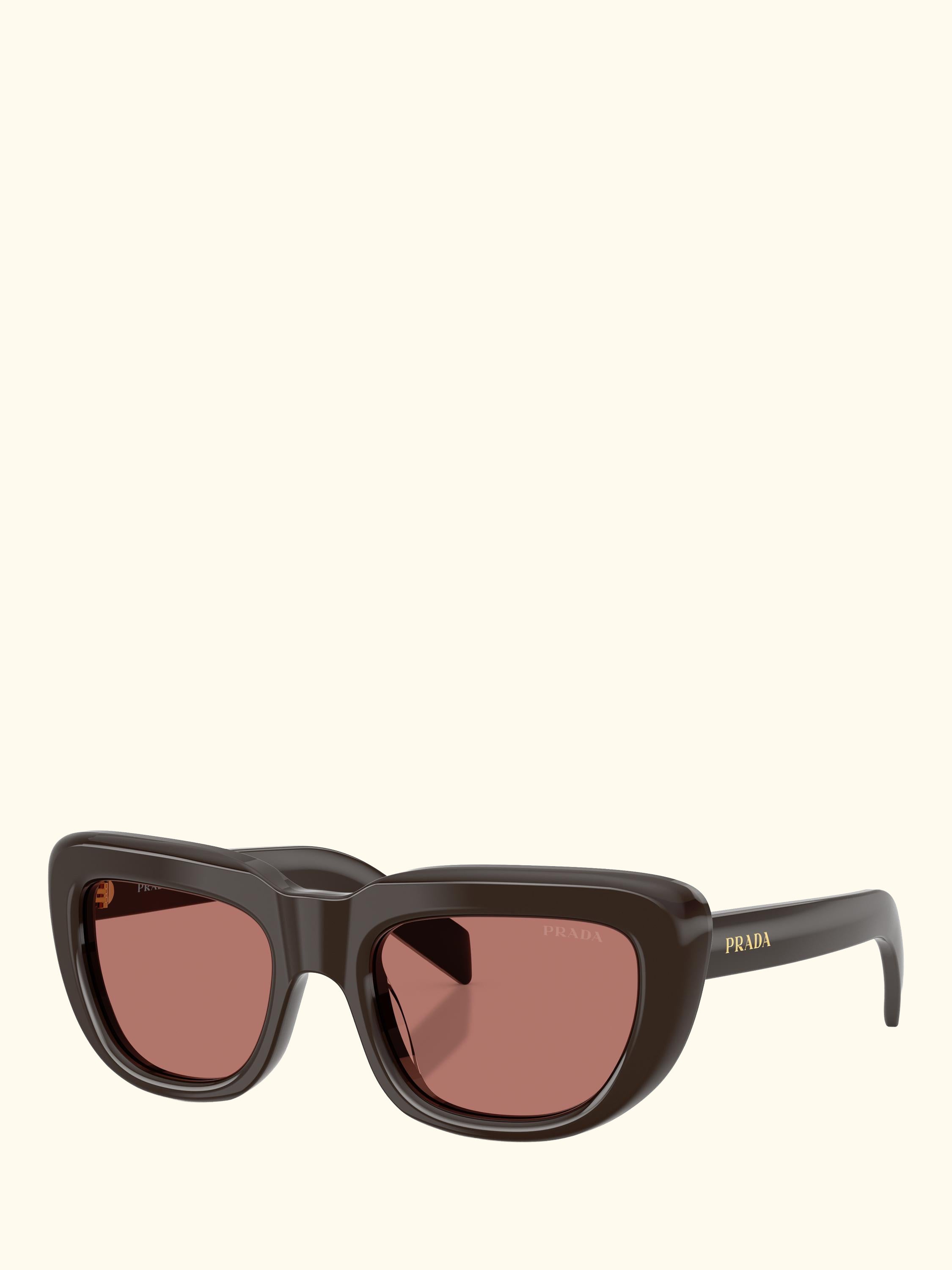 PR D07S Women's Round Sunglasses, Cigar/Red