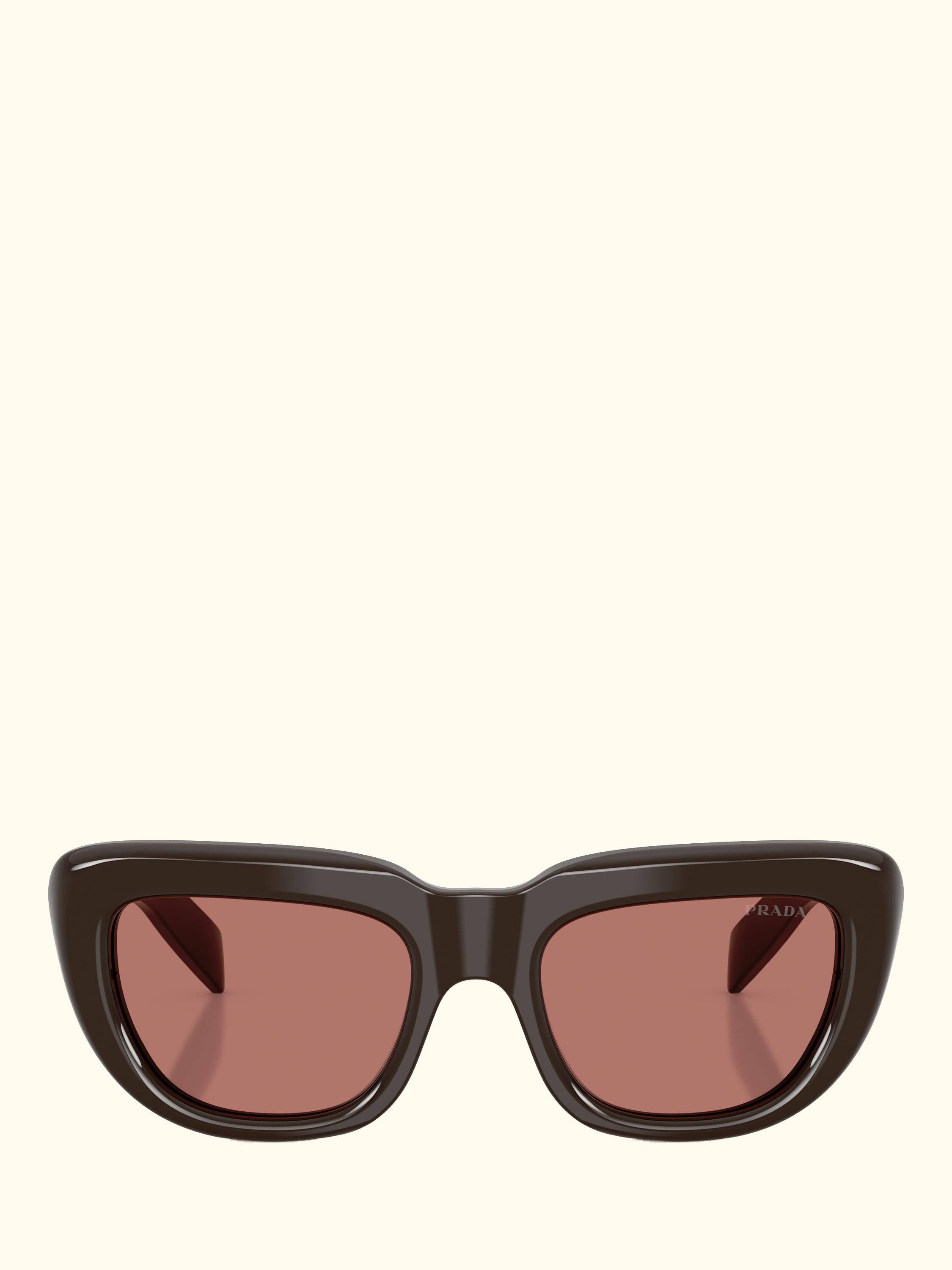 PR D07S Women's Round Sunglasses, Cigar/Red