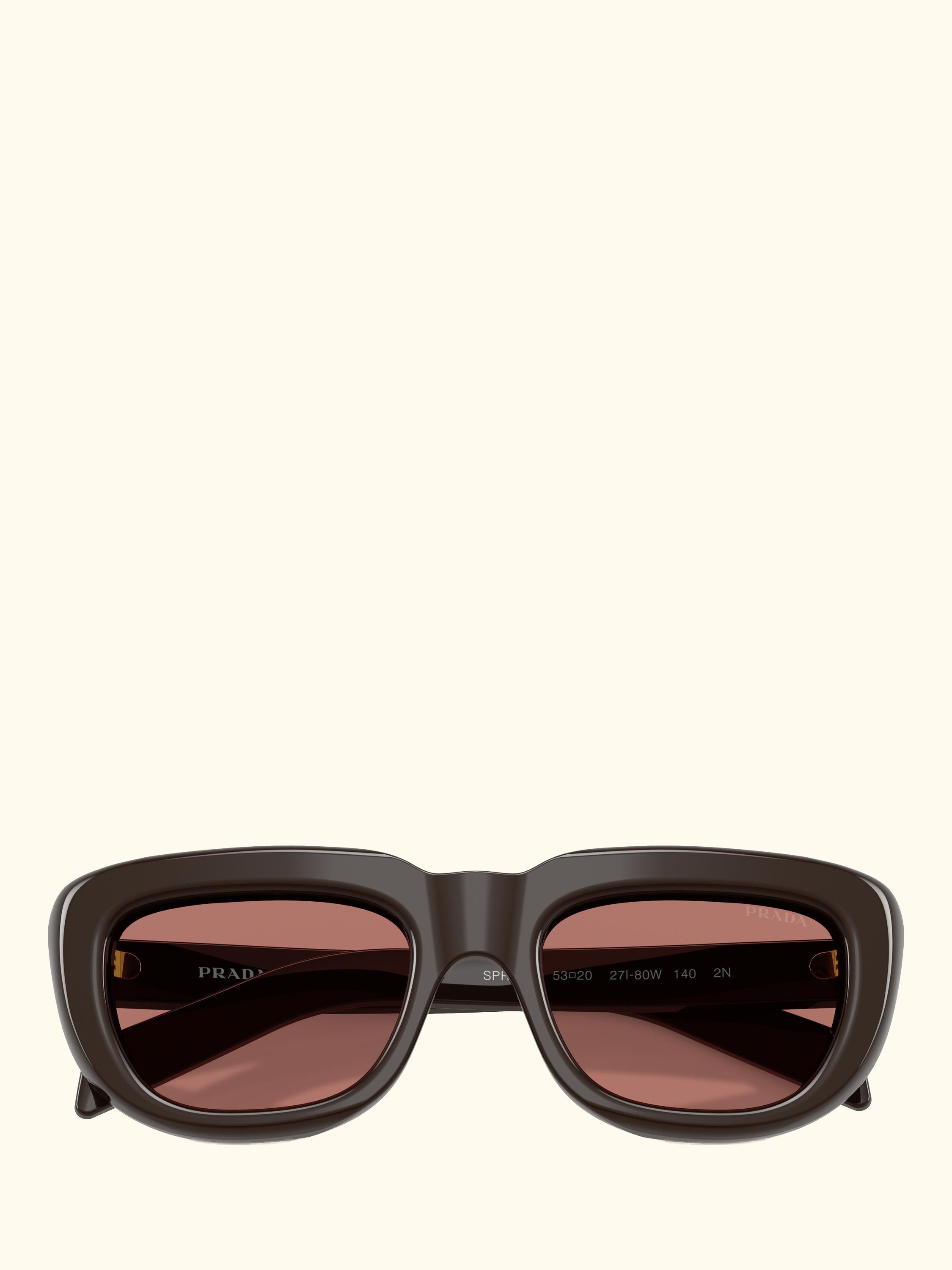 PR D07S Women's Round Sunglasses, Cigar/Red