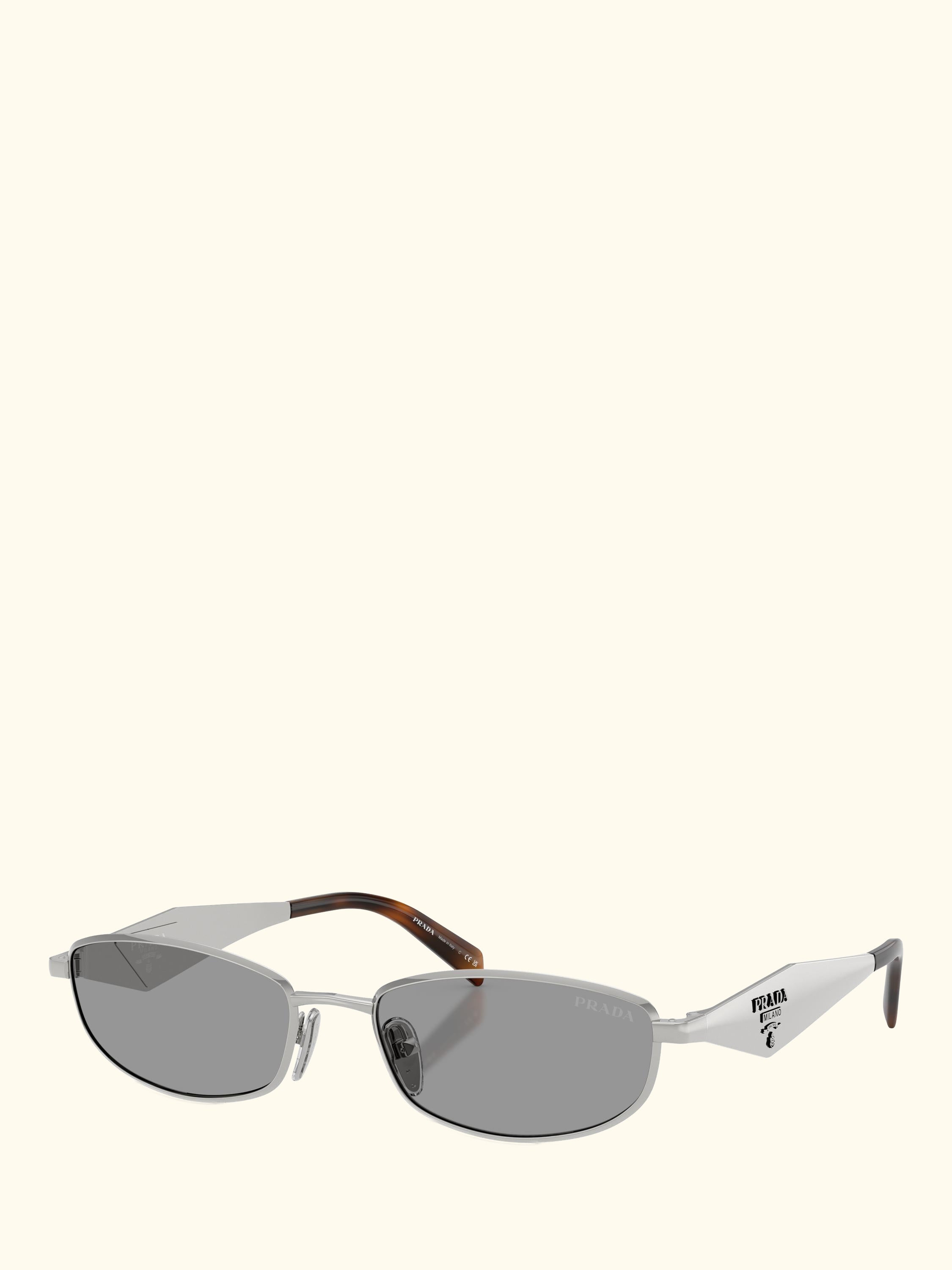 PR D51S Men's Oval Sunglasses, Silver/Grey
