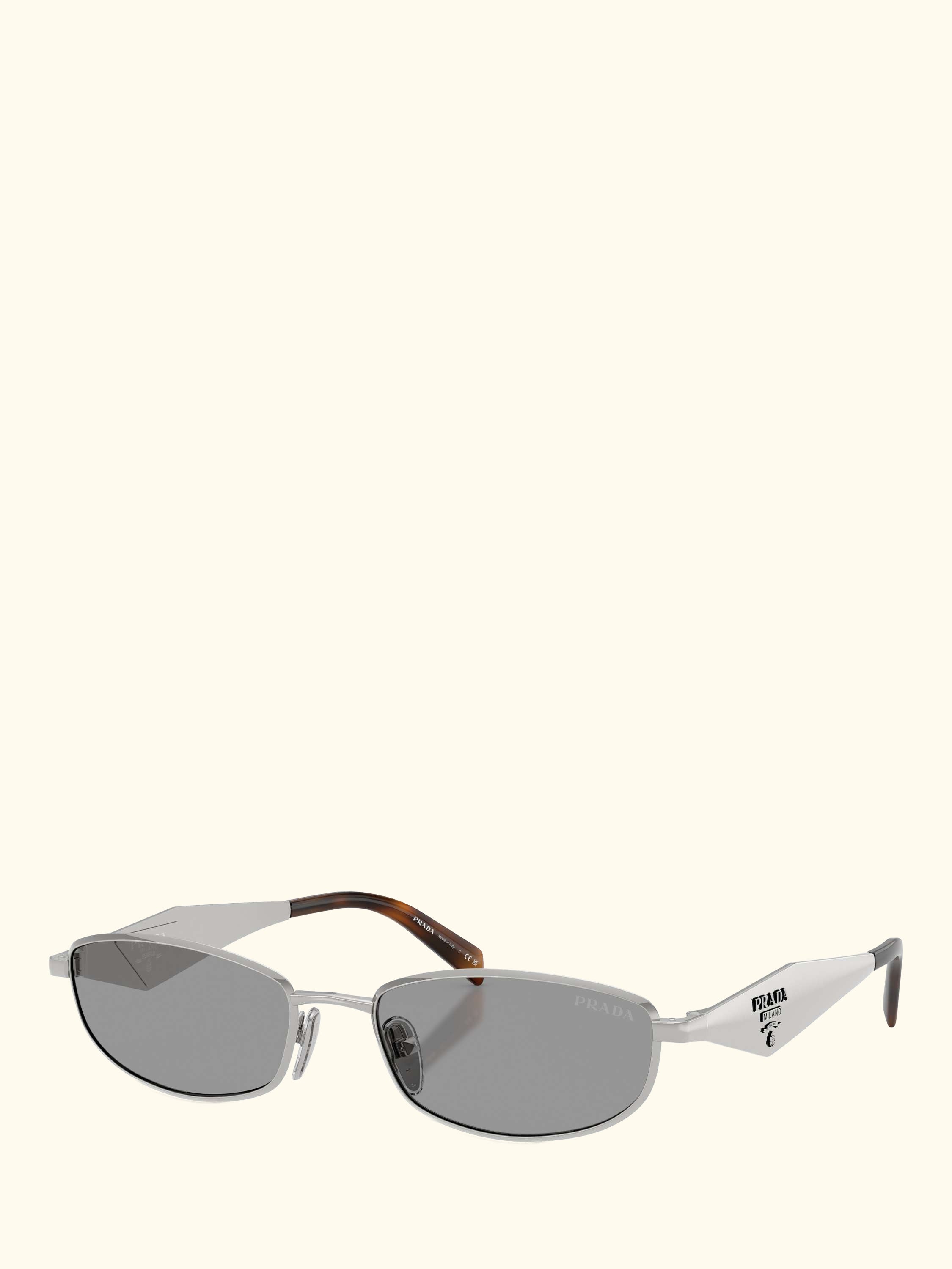 PR D51S Men's Oval Sunglasses, Silver/Grey