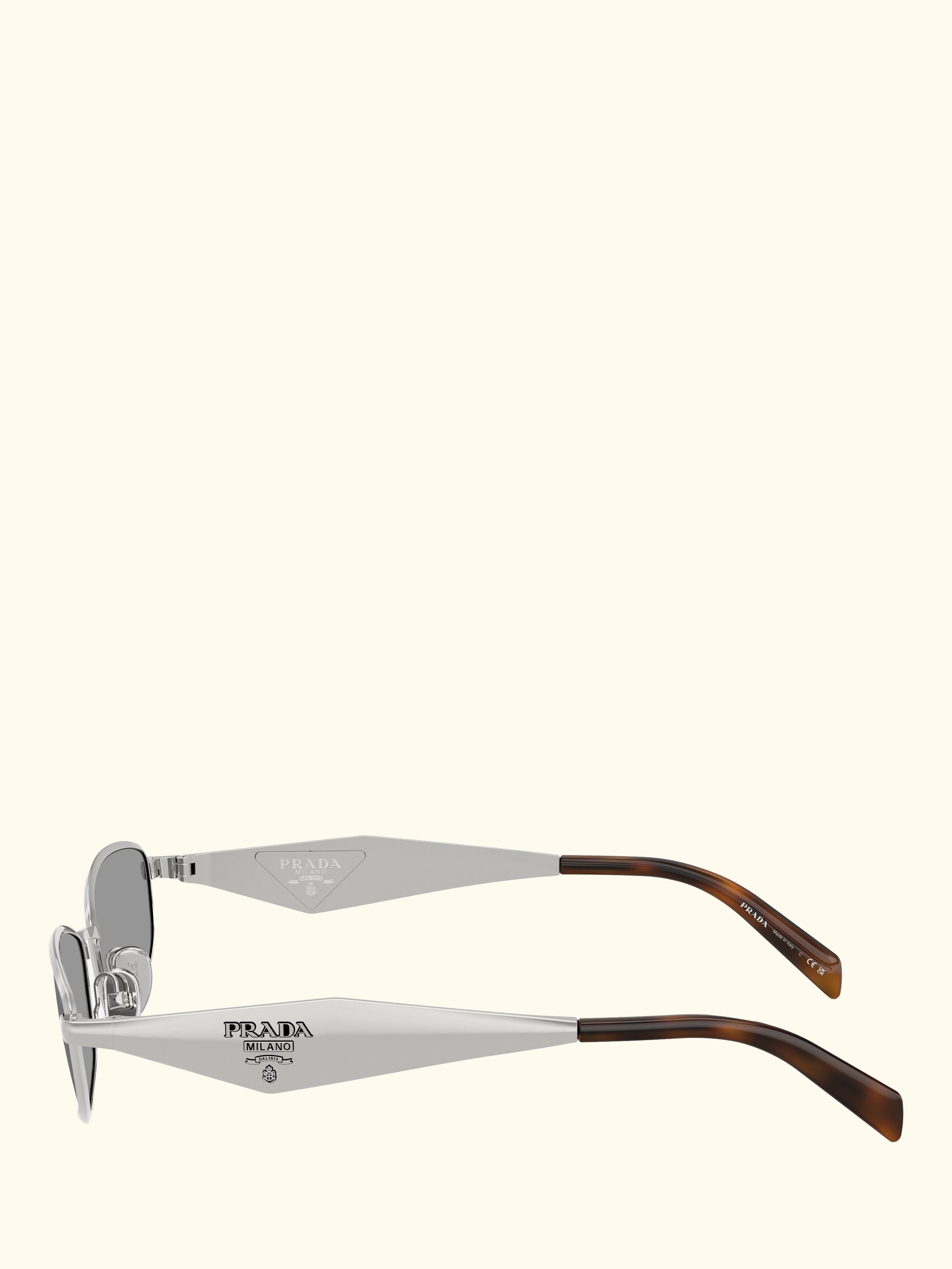 PR D51S Men's Oval Sunglasses, Silver/Grey
