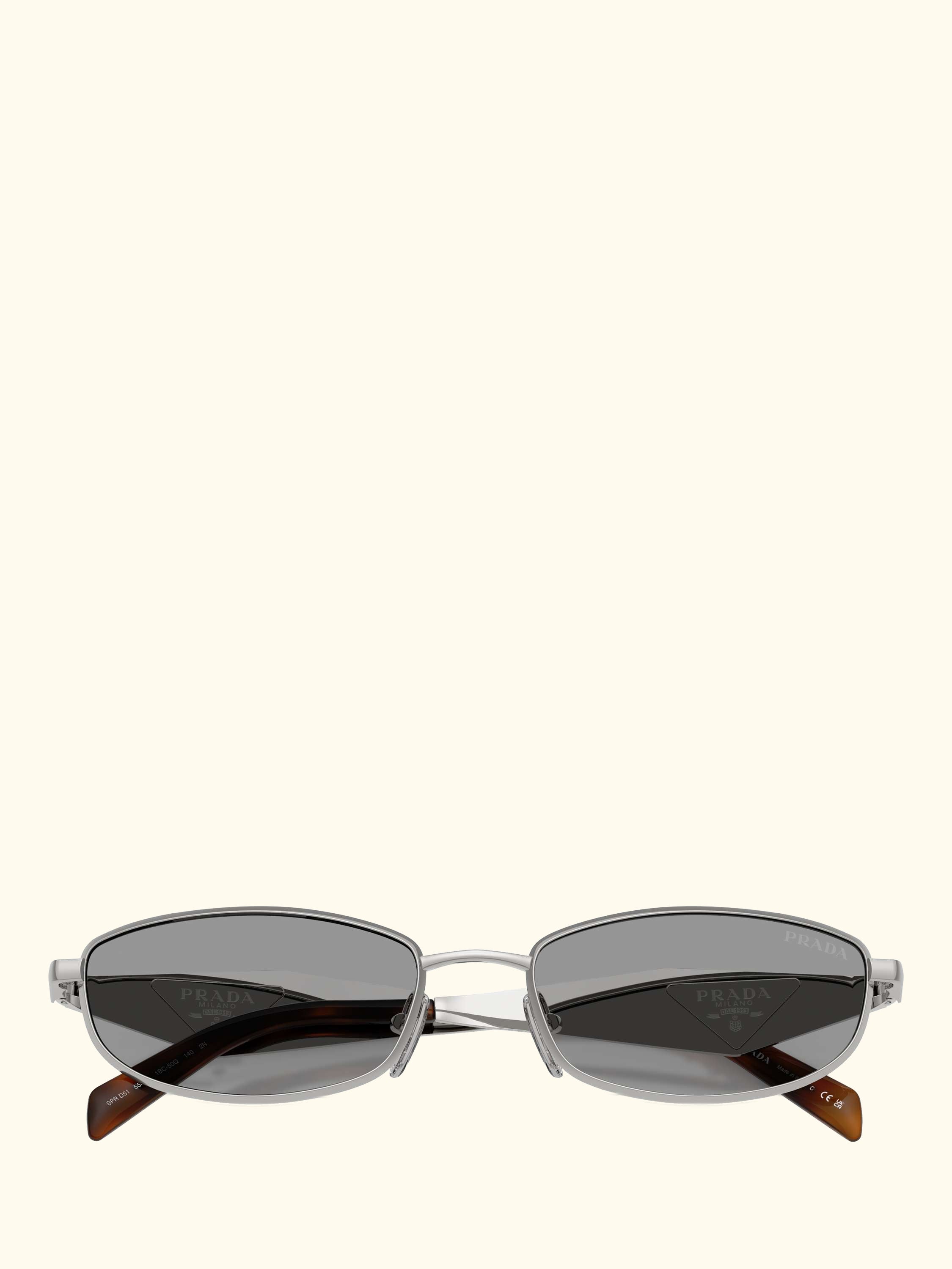 PR D51S Men's Oval Sunglasses, Silver/Grey