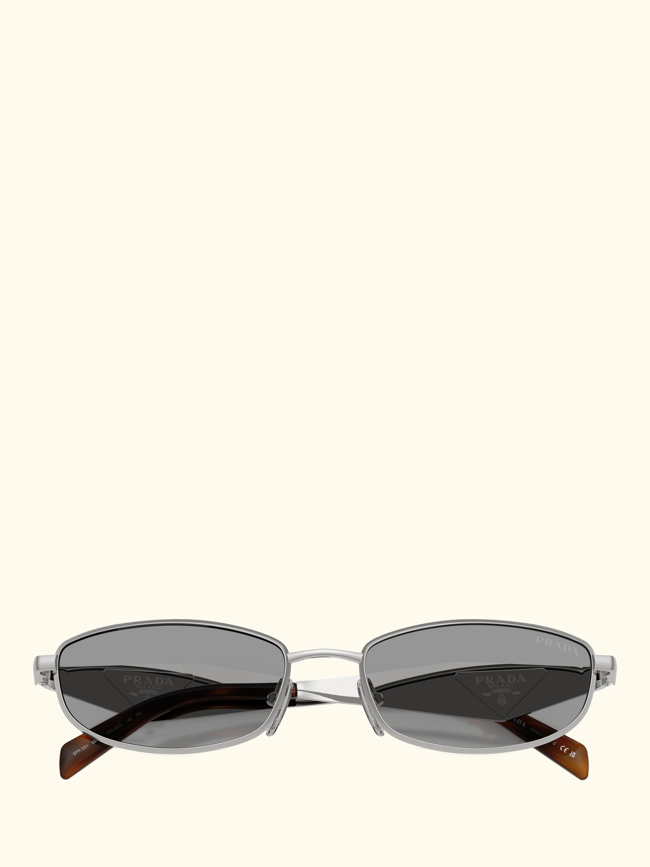 PR D51S Men's Oval Sunglasses, Silver/Grey