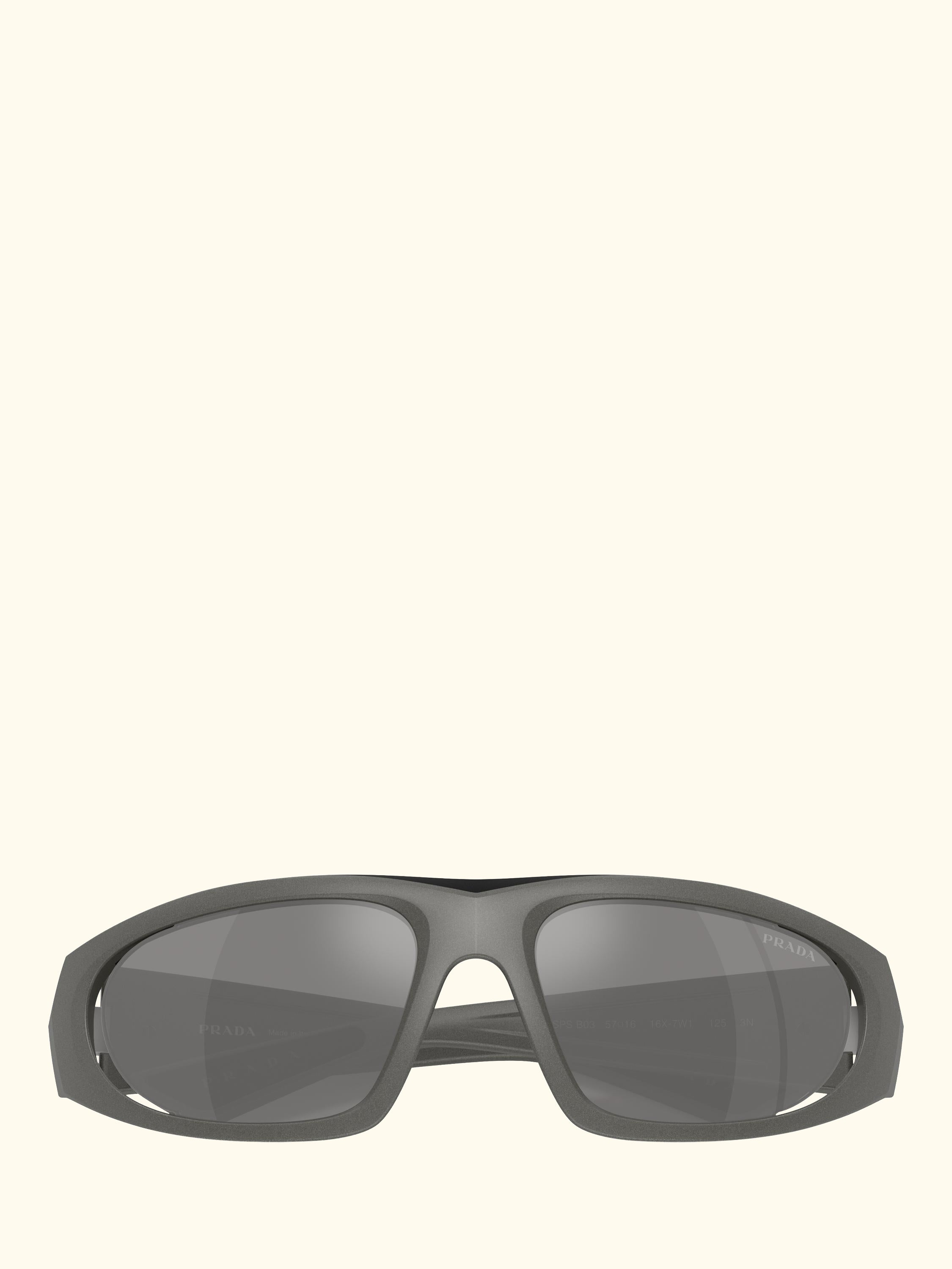 PS B03S Men's Irregular Sunglasses, Metal Grey/Mirror Grey